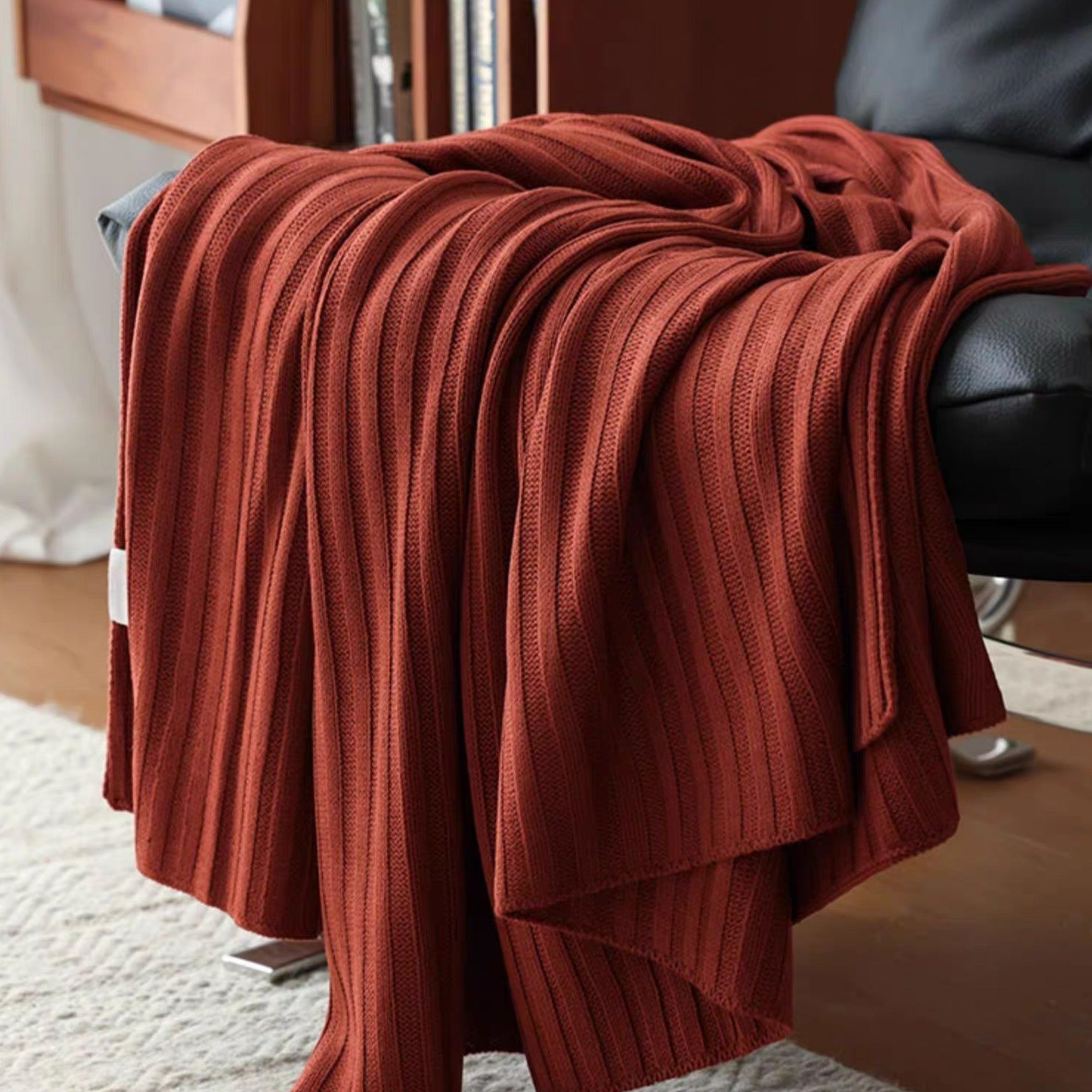 Soft Cozy Ribbed Knit Throw Blanket for Couch & Bed - Warm Textured Blanket for Winter, Home Decor, Gift Idea
