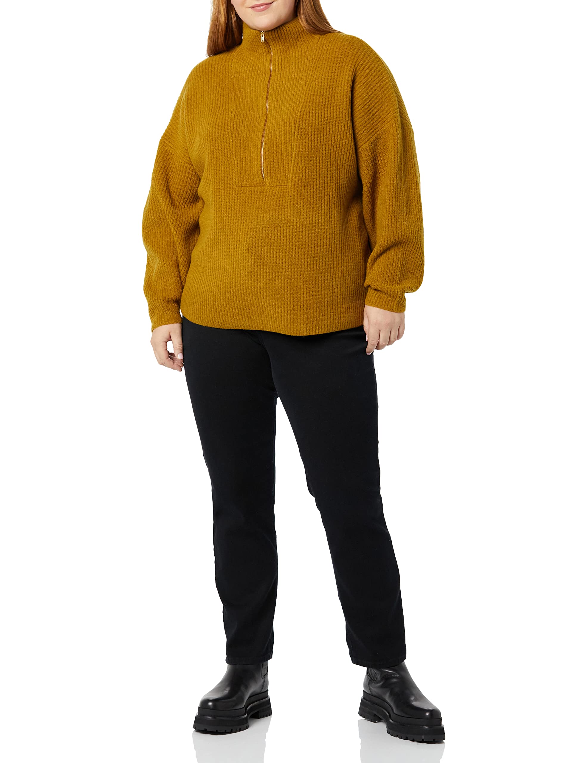 Amazon Essentials Women's Half Zip Polo Collar Sweater - Stretchy Mid Gauge Knit for Dressy Casual Wear - Perfect for Office, Date Night & Fall Layering