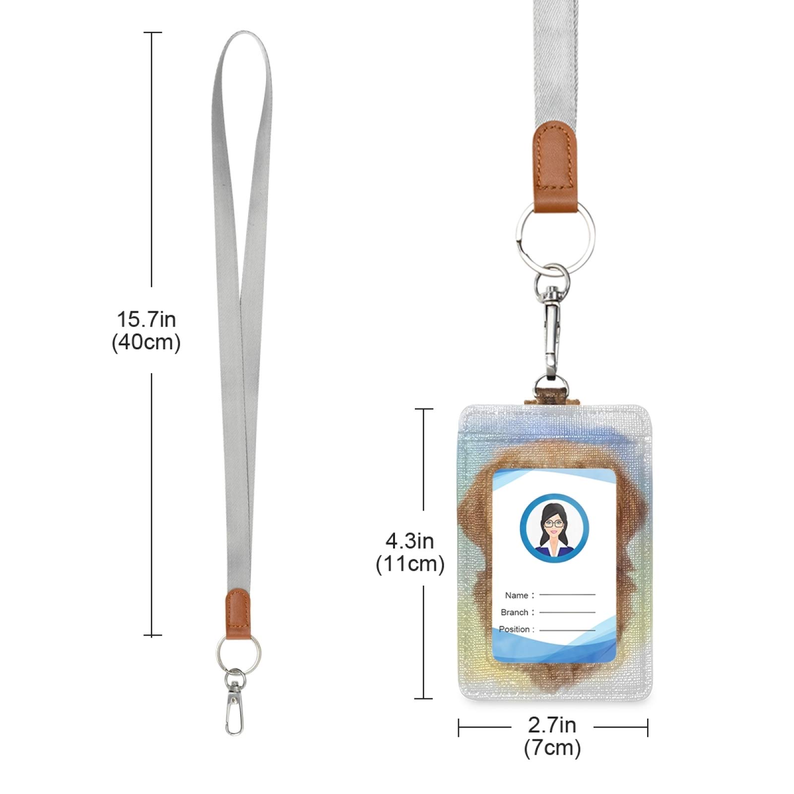 Golden Retriever ID Badge Holder with Lanyard - Vertical Leather Name Tag for Office & School Staff