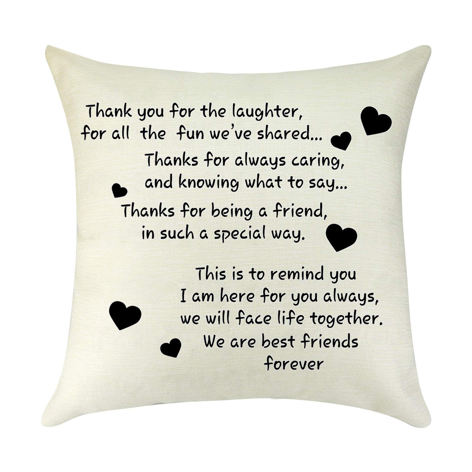 Best Friends Throw Pillow Cover - 18x18 Inch Decorative Pillowcase for Sofa, Bed, Car & Office - Thoughtful Friendship Gifts for Christmas, Birthday, Housewarming - Perfect for Best Friend, Sister & Loved Ones - Cozy Home Decor & Heartwarming Present Idea