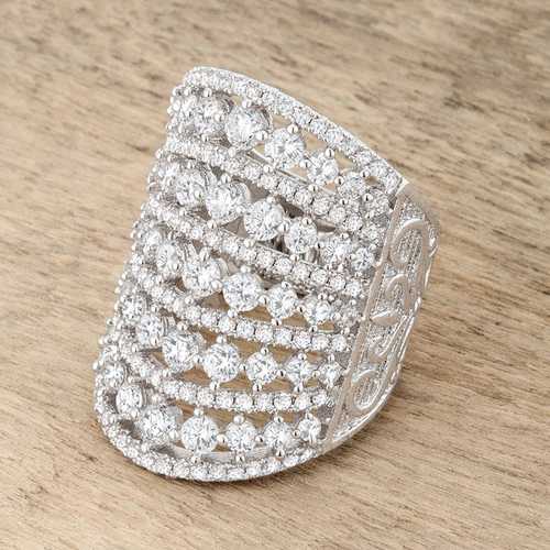 2.5ct Charlyn Rhodium Plated Cubic Zirconia Statement Cocktail Ring for Women - Elegant Party, Wedding & Evening Wear Jewelry