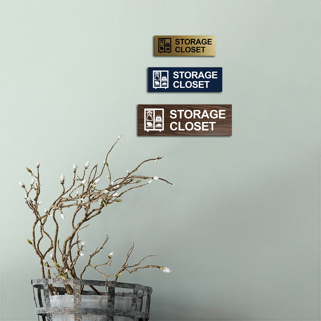 Premium Brushed Gold Storage Closet Sign - Large Size for Home Organization & Closet Labeling | Perfect for Bedrooms, Walk-in Closets & Storage Rooms