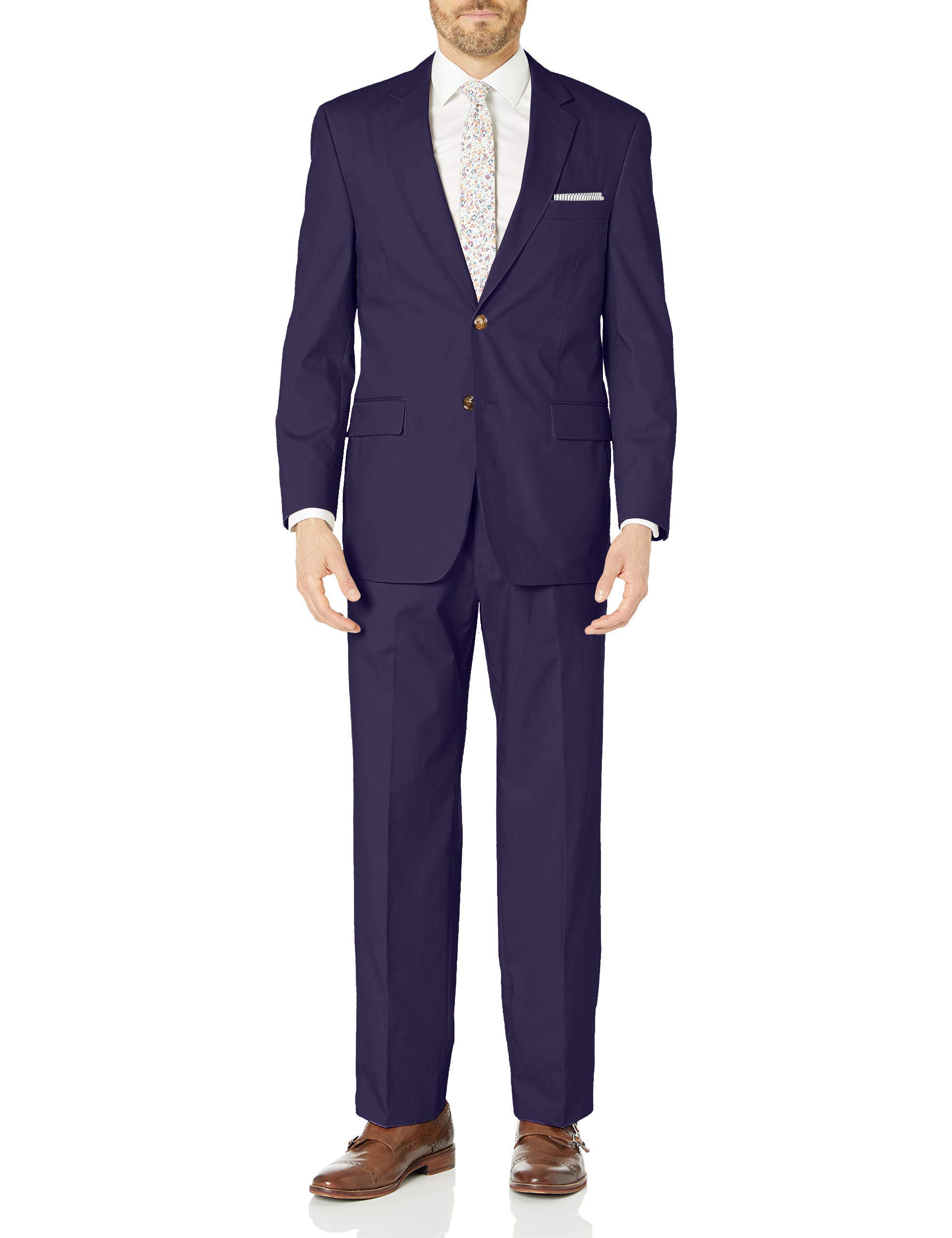 Palm Beach Men's Boone Poplin 2-Button Center Vent Suit Jacket - Slim Fit Business Blazer for Weddings, Office & Formal Events