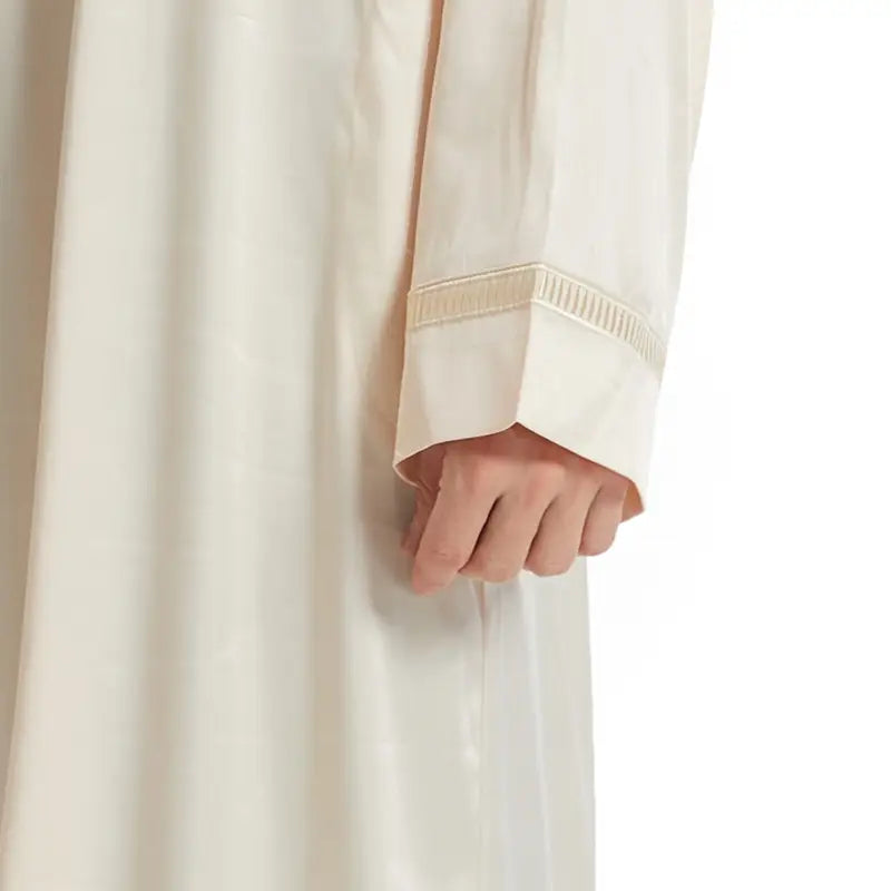 Premium Middle Eastern Arab Men's Thobe with Front Zipper - Traditional Islamic Robe for Eid, Wedding & Daily Wear - Comfortable Long Dress for Special Occasions & Prayer