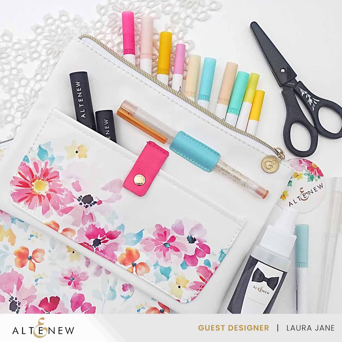 Watercolor Zipper Pouch - 11 x 7.7 Inch (280mm x 195mm) Art Supply Organizer | Perfect for Makeup, Pencils & Travel Essentials