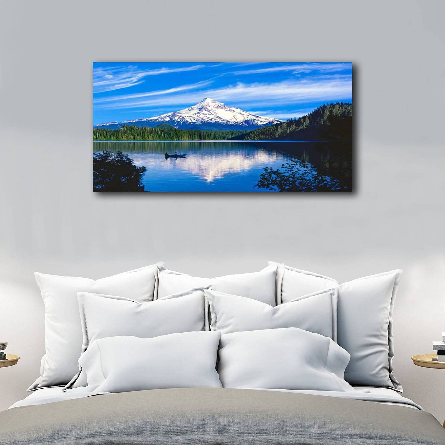 Spring Morning Reflection of Mt Hood OR Canvas Wall Art - Ready to Hang Photo Painting for Home, Bedroom, Bathroom, Living Room & Office Decor | Perfect for Nature Lovers & Pacific Northwest Inspired Interiors