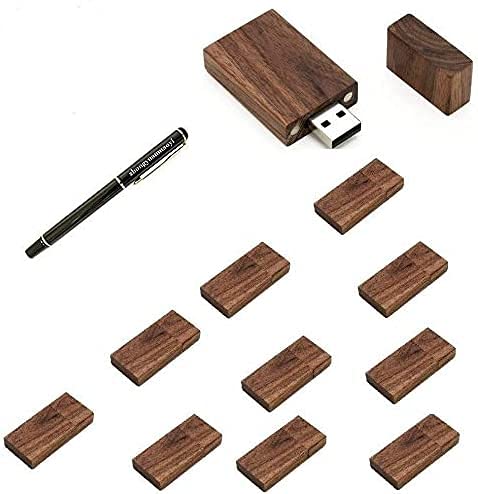 10 Pack Rectangle Walnut Wood USB Flash Drive 2.0/3.0 - 2GB Memory Stick with Wooden Case - Perfect for Data Storage, Office Use, School Projects & Gift Giving