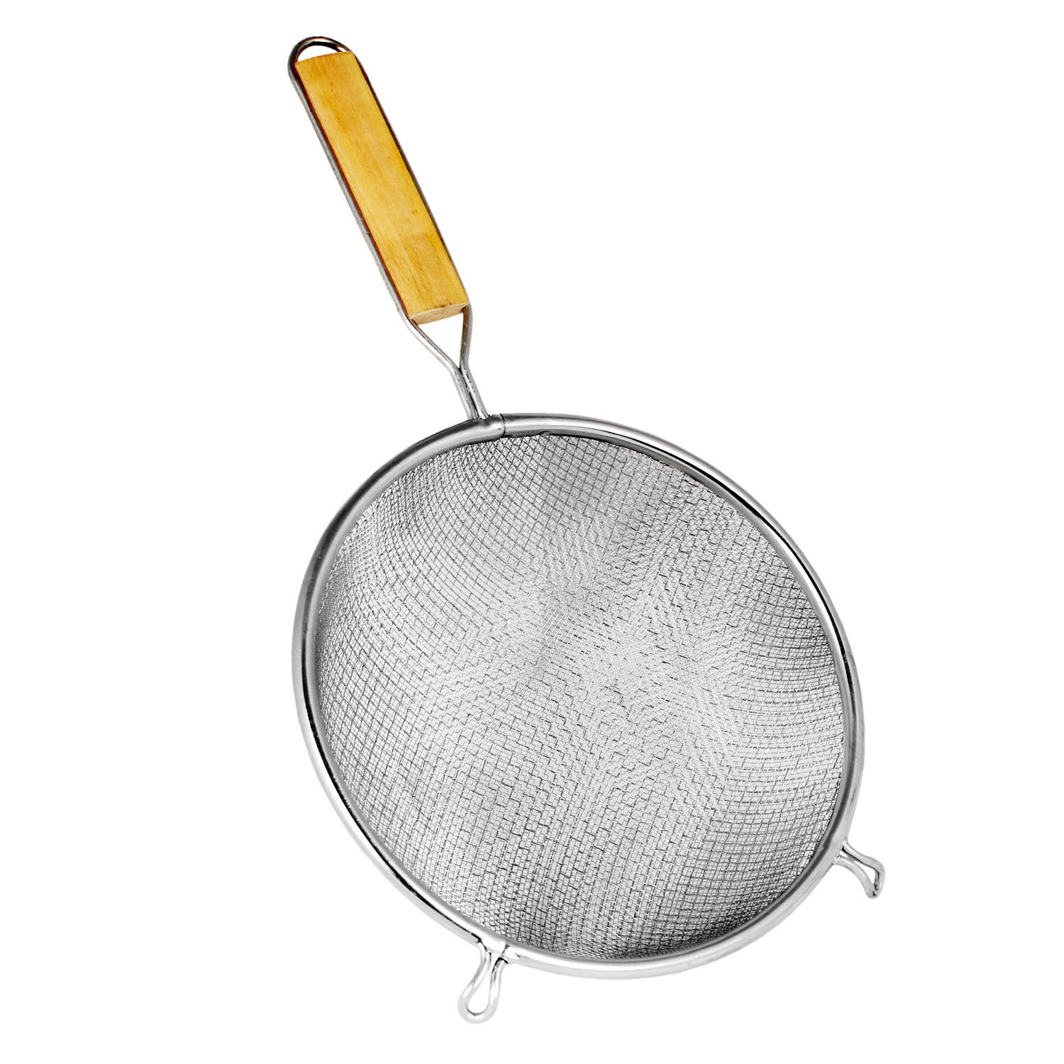 Premium Double Mesh Tin Strainer with Ergonomic Wooden Handle - 6