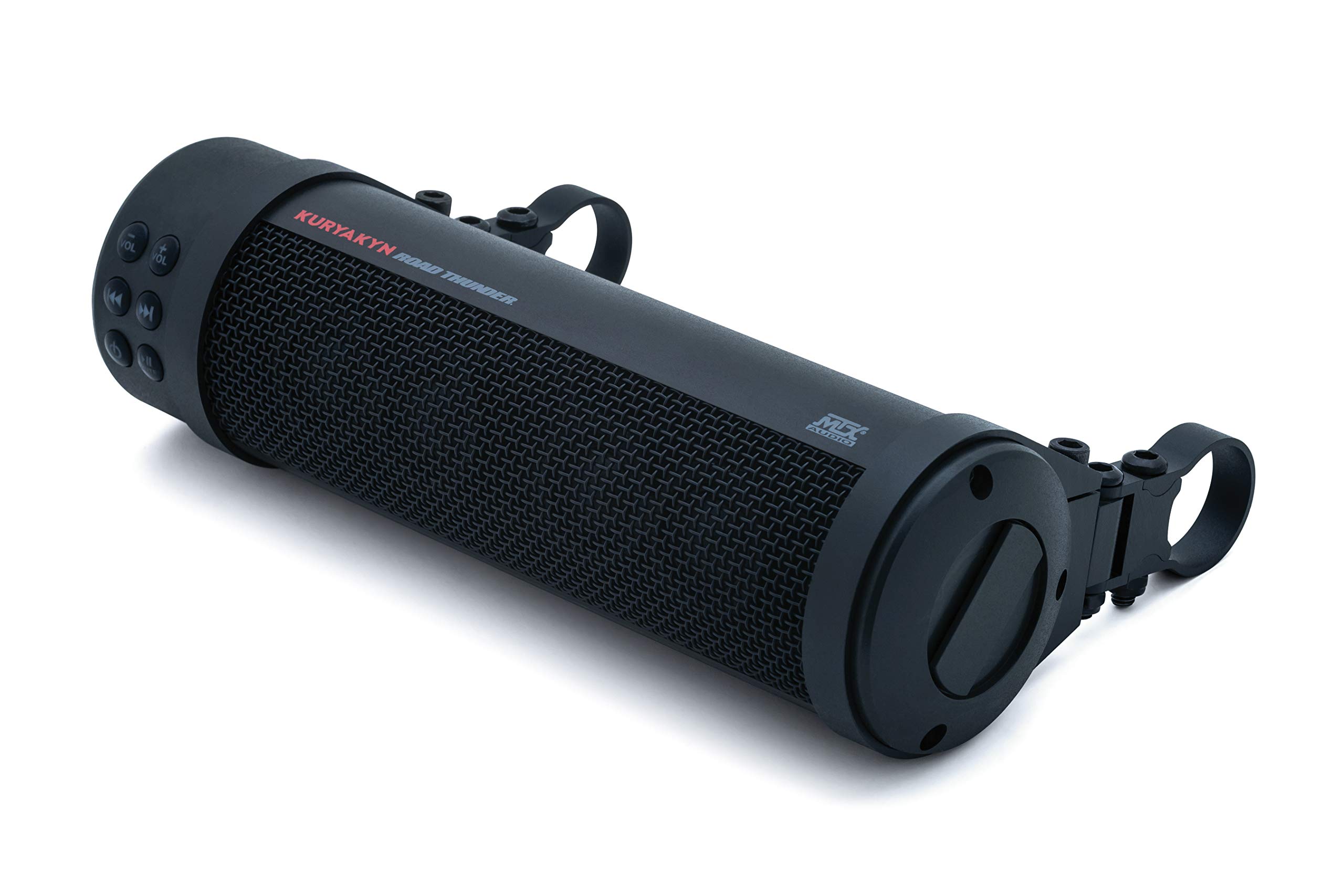 Kuryakyn 2720 MTX Road Thunder 300W Bluetooth Motorcycle Sound Bar - Weatherproof Handlebar Speakers with USB Charger (Satin Black) for Outdoor Riding & Adventure Trips