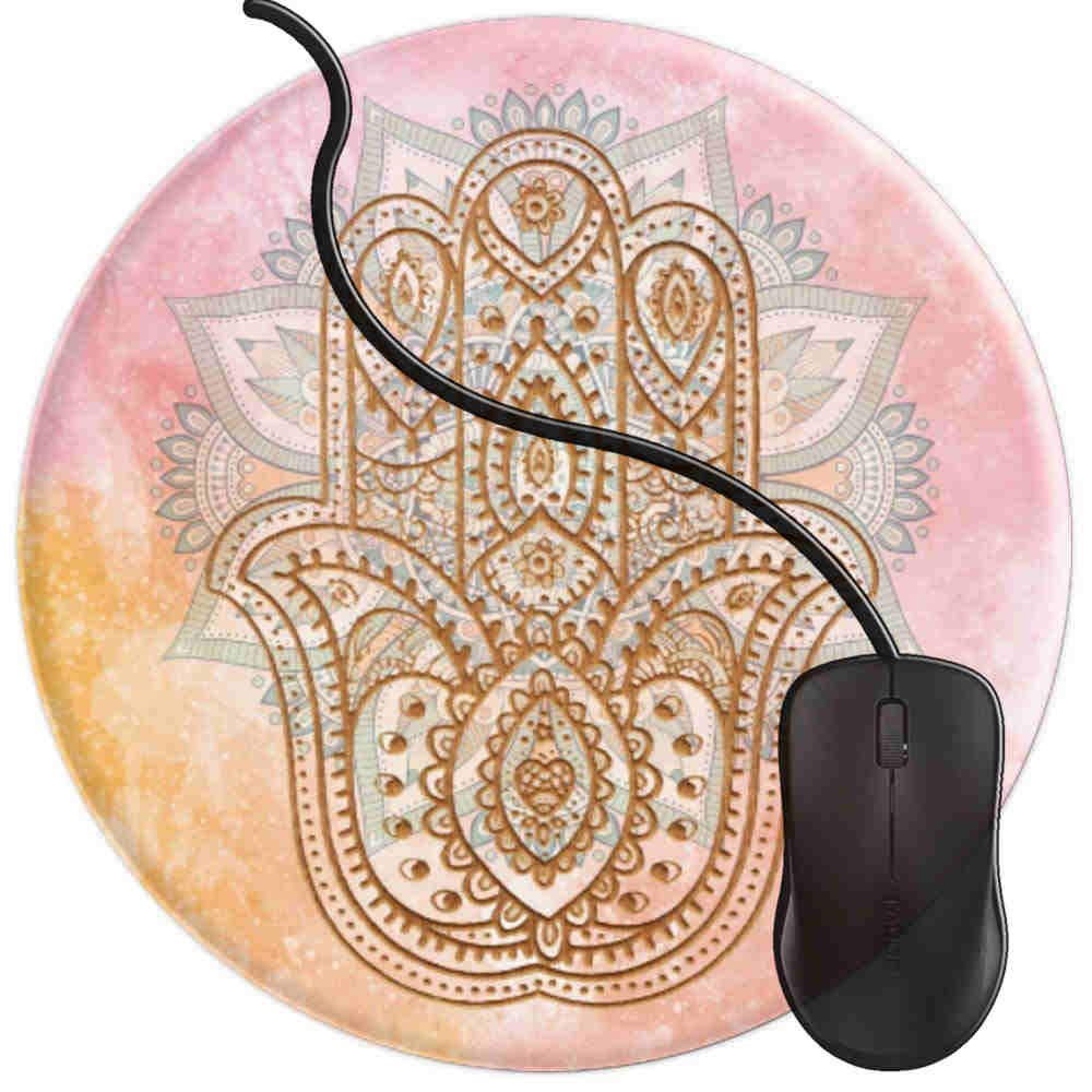 Non-Slip Gaming Mouse Pad with Hamsa Hand Design - Ergonomic Office & Laptop Computer Mouse Mat for PC - Perfect for Yoga, Meditation & Spiritual Workspaces