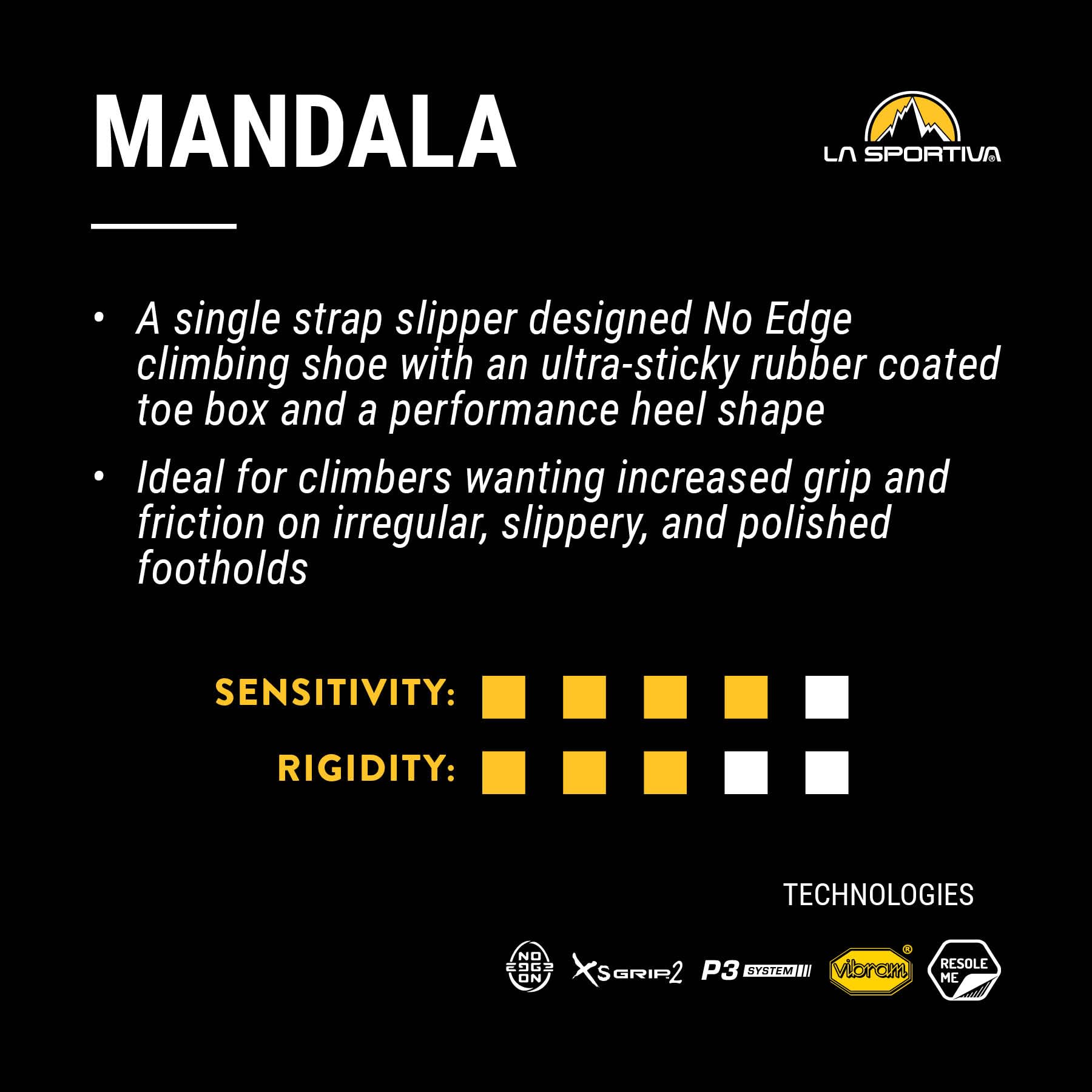 La Sportiva Men's Mandala Rock Climbing Shoes - High-Performance Climbing Footwear for Bouldering & Sport Climbing | Perfect for Indoor Gyms & Outdoor Adventures