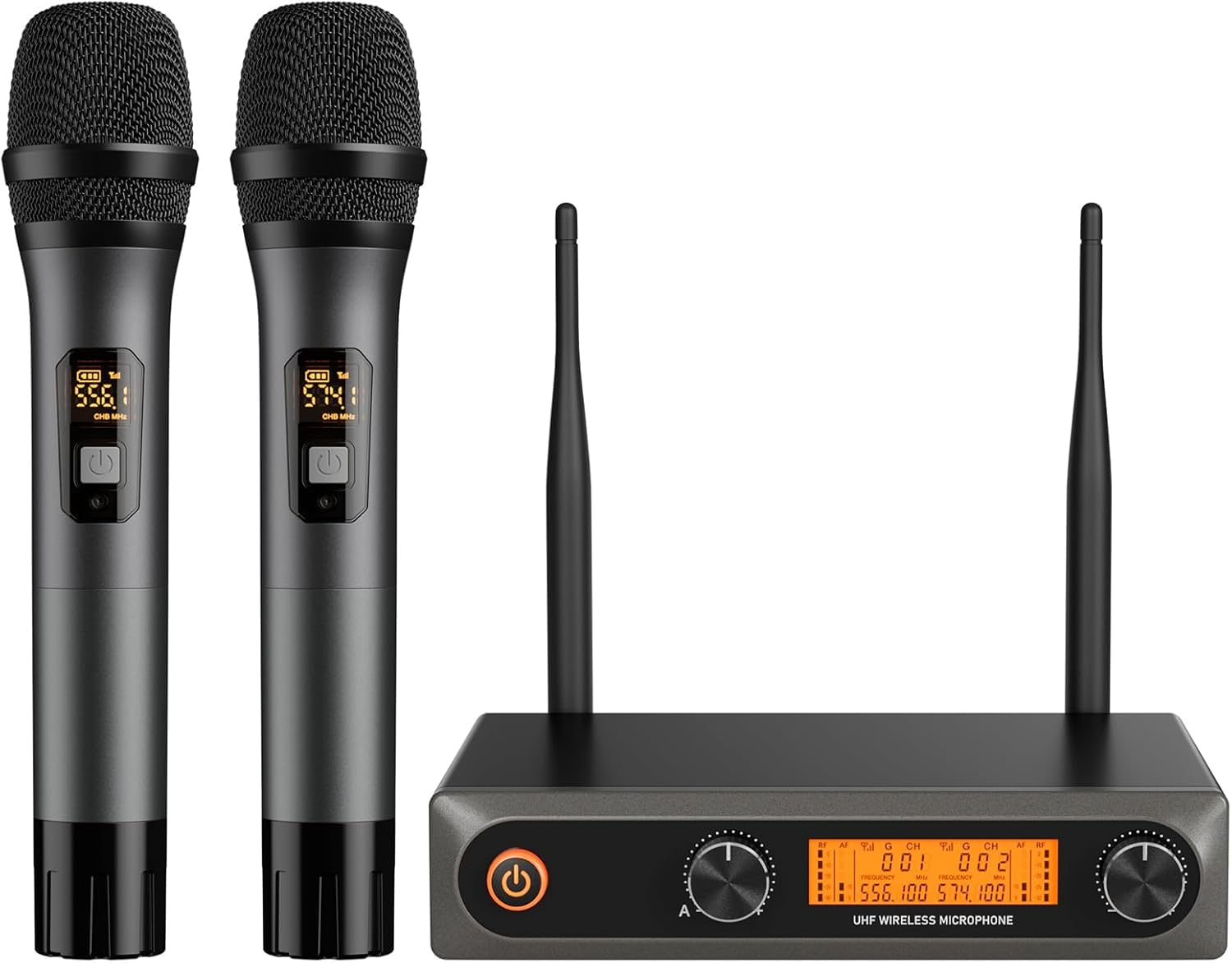 Professional UHF Wireless Microphone System - Dual Metal Handheld Dynamic Mics with 200ft Range for Karaoke, DJ, Church, Wedding & Events | Home KTV, Party & Meeting Use