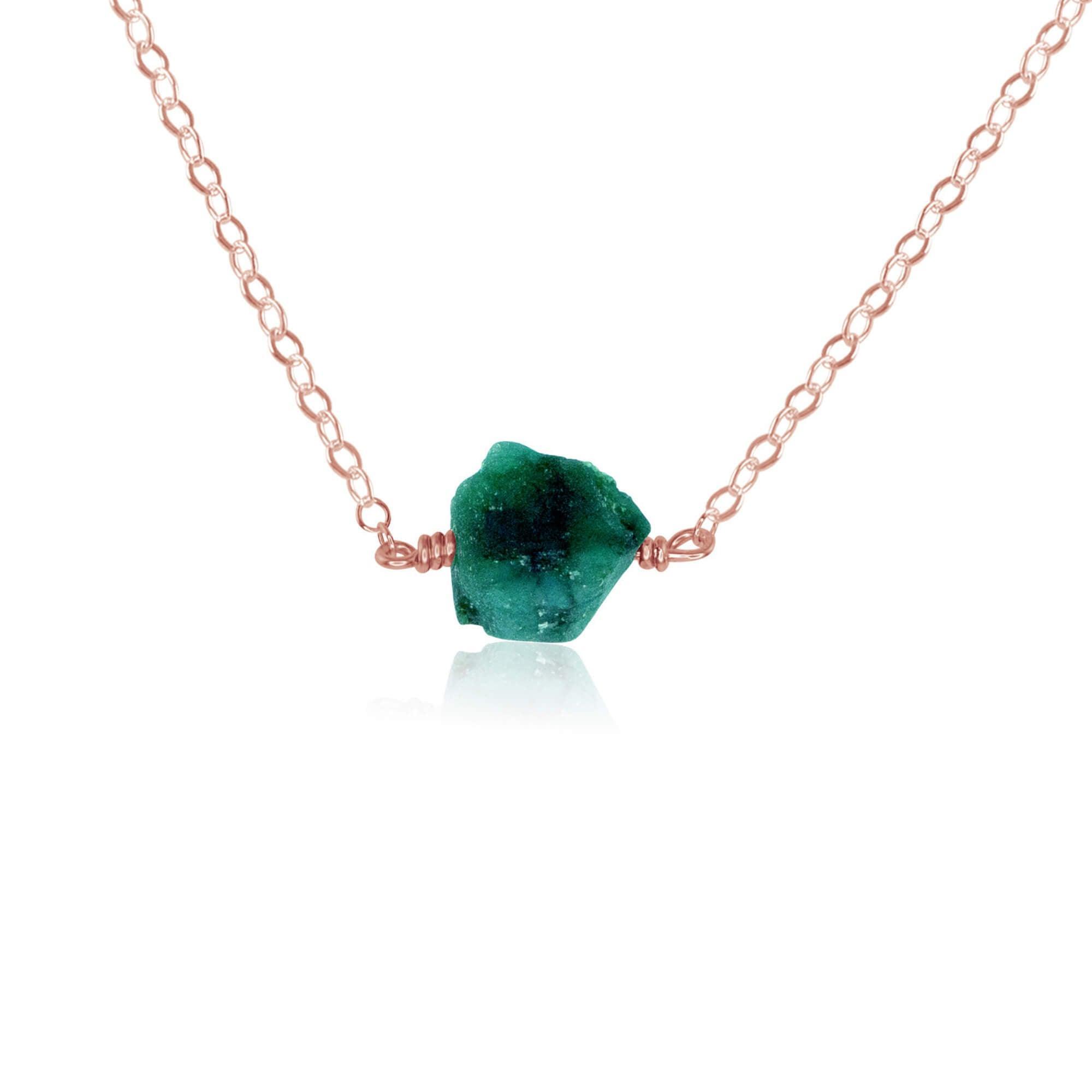 Natural Raw Emerald Crystal Nugget Necklace - Handmade Boho Jewelry for Women | Perfect for Everyday Wear, Spiritual Healing & Gift Giving