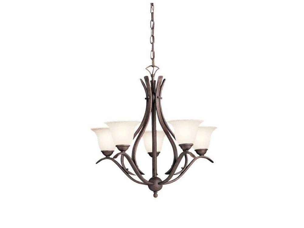 5-Light Modern Chandelier with Etched Seeded Glass - Brushed Nickel Finish - Elegant Dining Room & Foyer Lighting Fixture for Home Decor