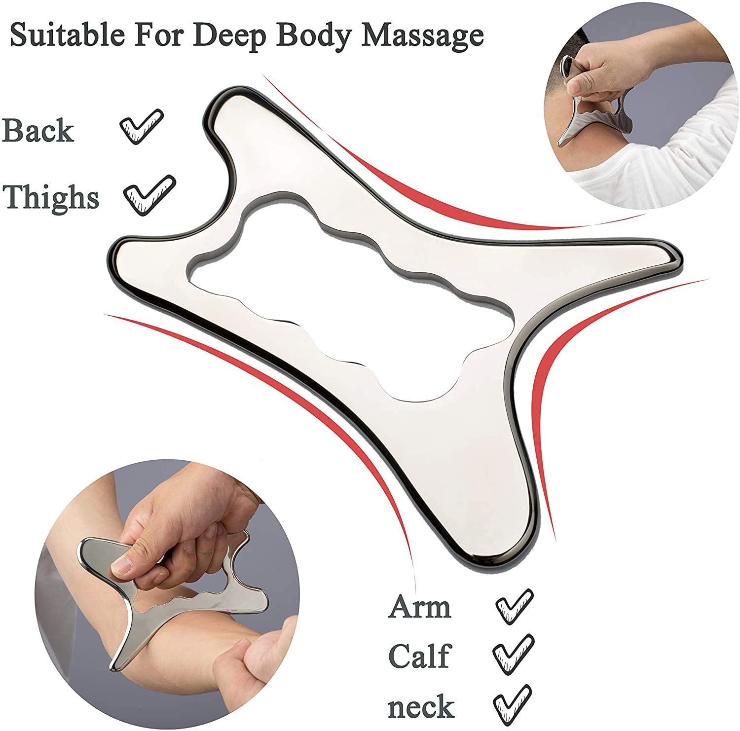 Premium Stainless Steel Gua Sha Scraping Tool for Muscle Massage & Pain Relief - IASTM Therapy Tool to Relax Soft Tissue, Reduce Headache, Neck & Back Pain - Perfect for Home Spa, Physical Therapy & Self-Care Routine