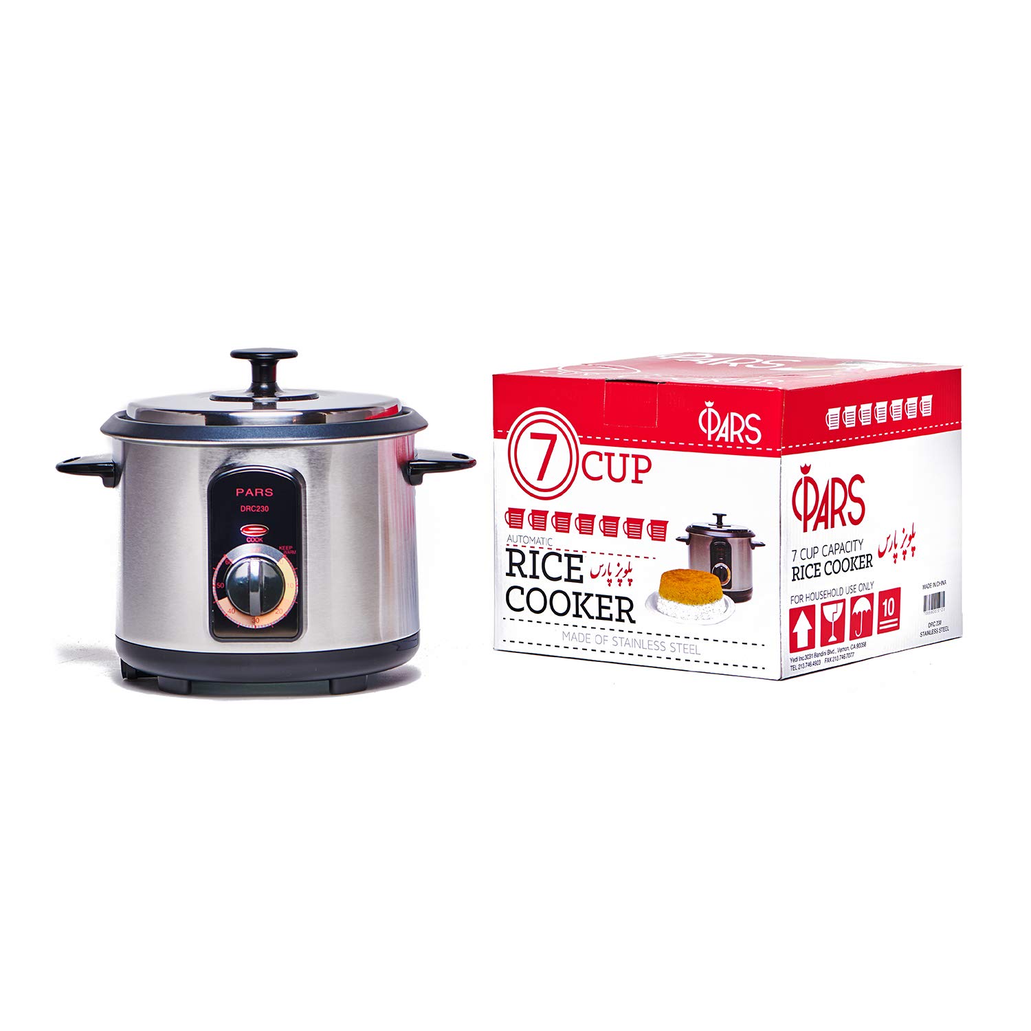 Premium Pars Automatic Persian Rice Cooker - 7 Cup Tahdig Rice Maker for Perfect Crispy Rice Crust | Ideal for Persian Cuisine, Family Gatherings & Restaurant Use