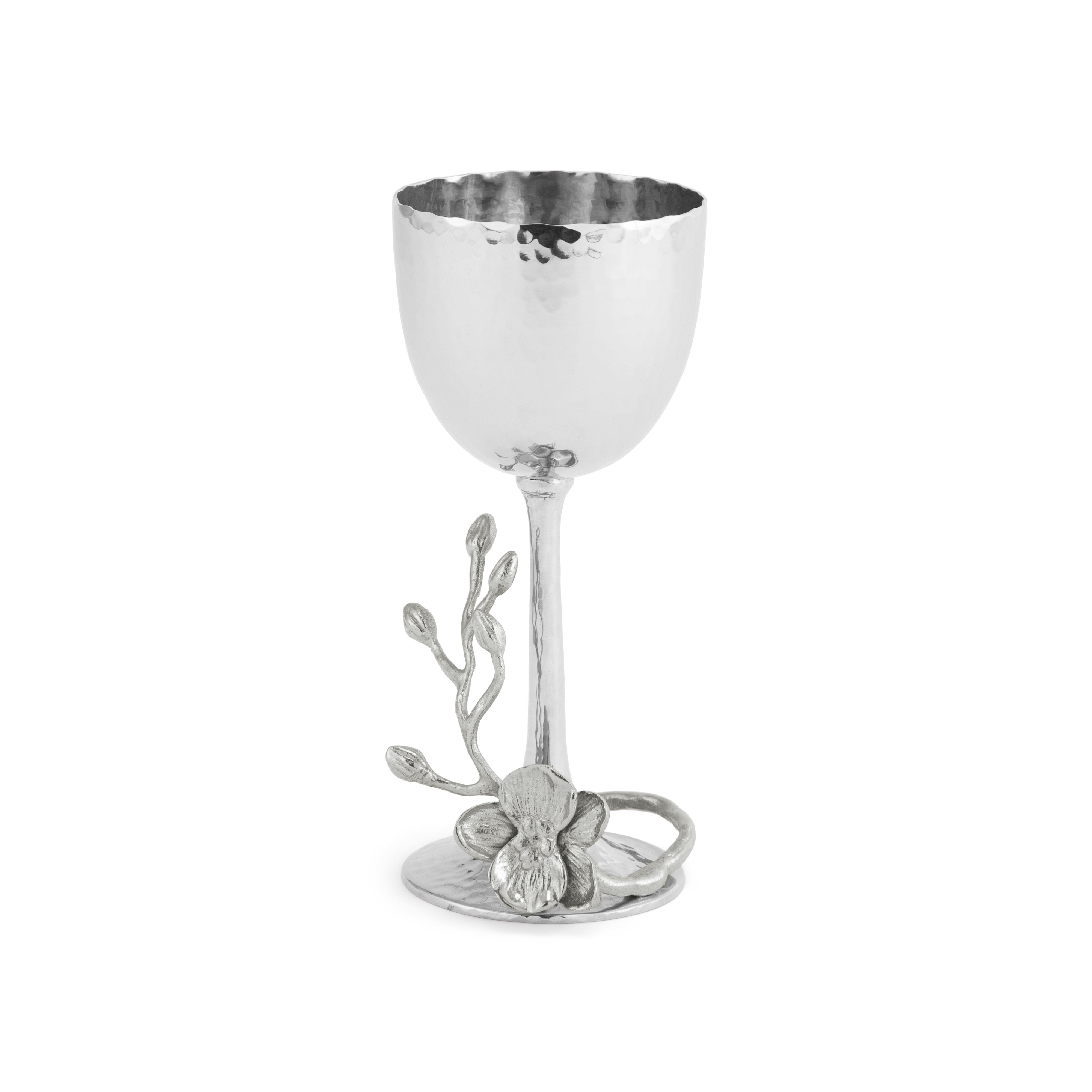 Elegant White Orchid Kiddush Cup - Handcrafted Jewish Communion Wine Goblet for Shabbat, Passover & Holidays - Perfect for Religious Ceremonies & Home Decor