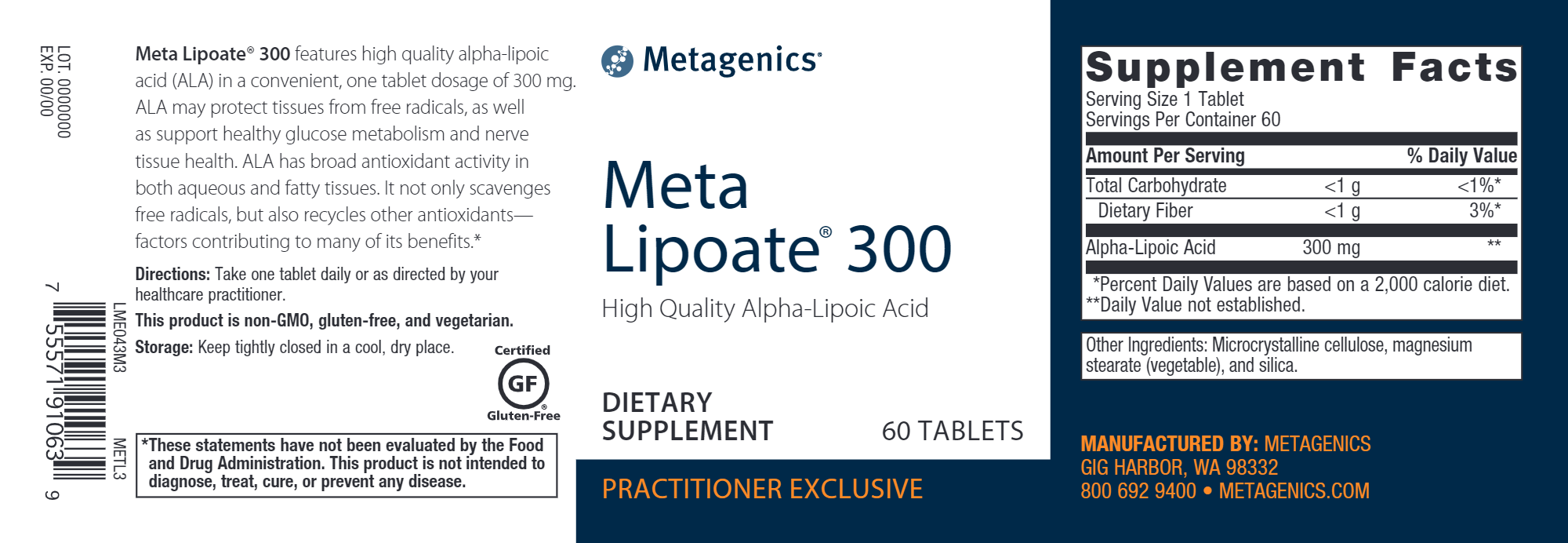 Meta Lipoate® 300 - Alpha Lipoic Acid Supplement for Antioxidant Support & Blood Sugar Balance - Supports Nerve Health & Cellular Energy - Perfect for Daily Wellness & Anti-Aging Routine