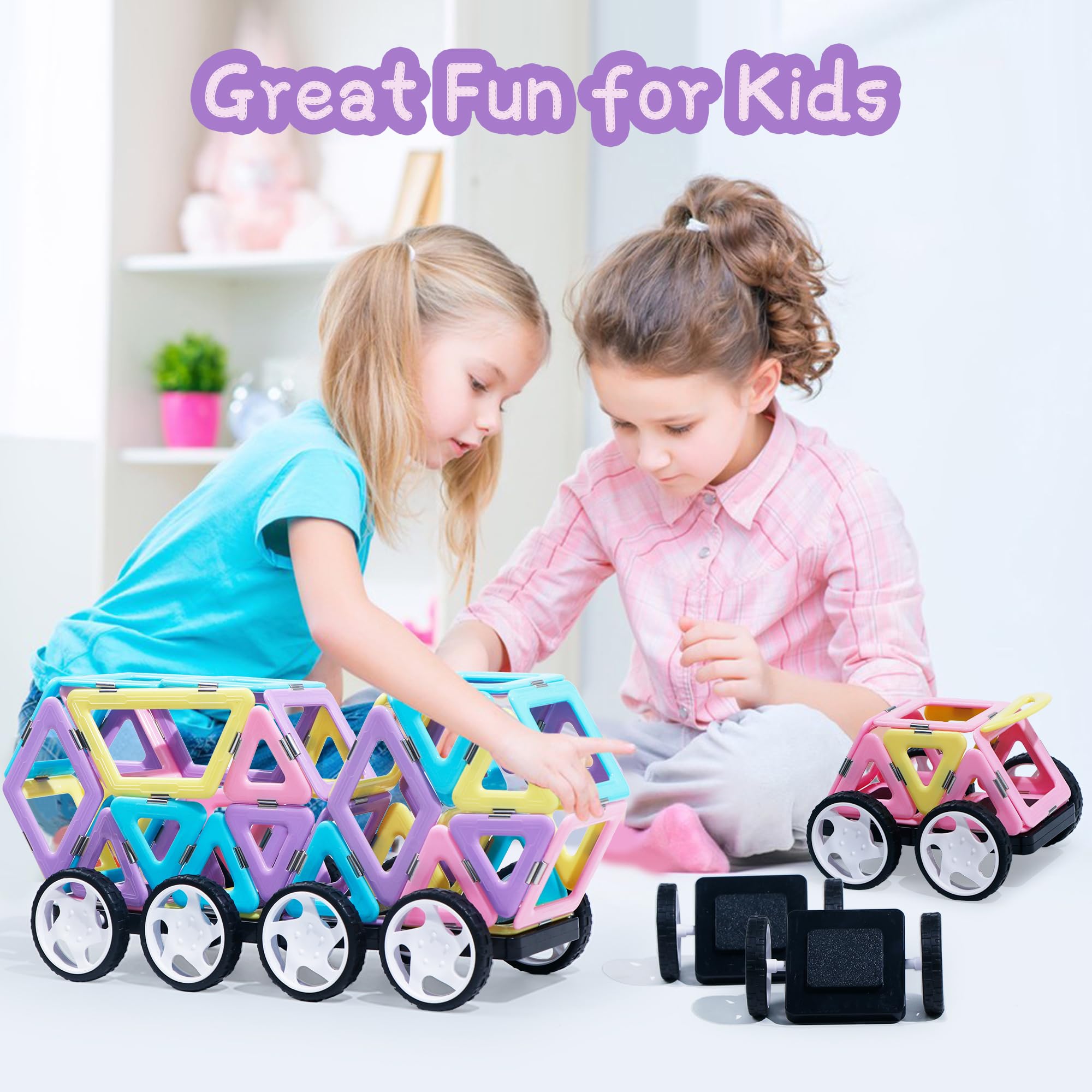 MAGBLOCK 156Pcs Magnetic Tiles Building Set with 2 Cars - STEM Educational Toys for Boys & Girls Ages 3+, Creative Magnet Blocks for Kids - Perfect for Preschool Learning, Birthday Gifts & Indoor Playtime