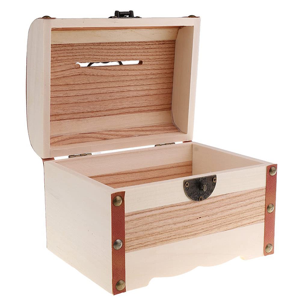 Handmade Wooden Money Storage Box with Lock & 2 Keys - Treasure Chest Piggy Bank, Jewelry Organizer for Cash, Coins & Valuables | Perfect for Kids Savings, Gift Giving & Home Decor