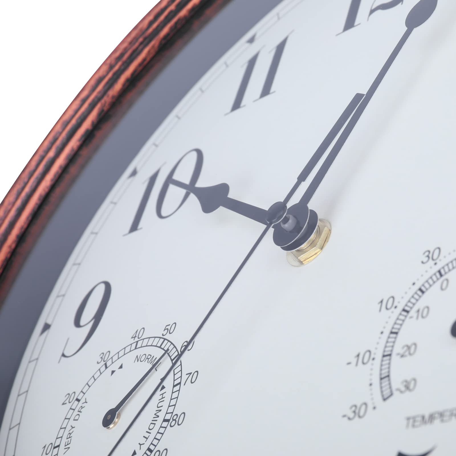 **MUMTOP 12 Inch Indoor Outdoor Wall Clock with Thermometer & Hygrometer - Waterproof, Bronze Finish - Perfect for Patio, Garden, Living Room, Office & Home Decor**
