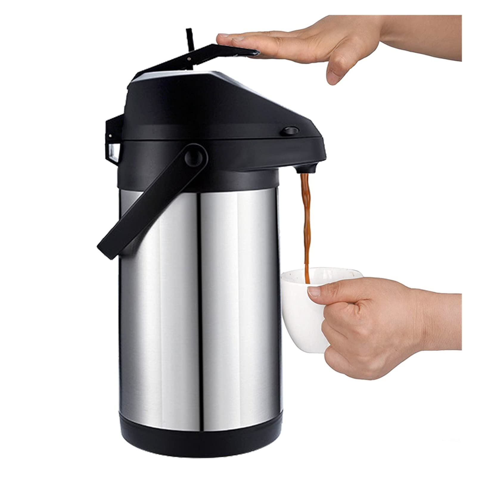 Stainless Steel Coffee Maker & Hot/Cold Drink Dispenser - 2.5L Thermos Airpot for Office, Catering & Home Use - Durable Coffee Urn for Parties, Events & Daily Brewing