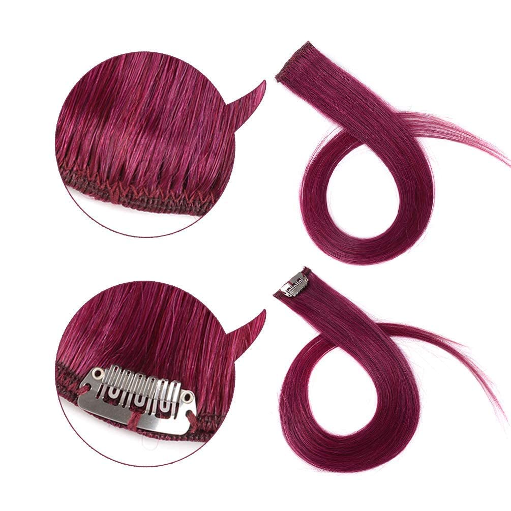 Vibrant AASA Burgundy Hair Streak Extensions for Women & Girls - 2PCS Clip-in Hair Pieces | Perfect for Parties, Cosplay & Daily Styling