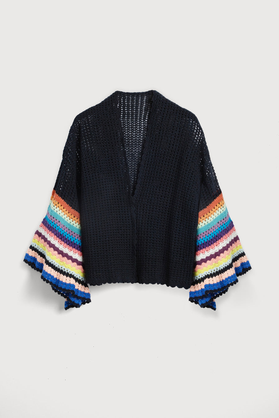 Colorful Crochet Bell Sleeve Short Jacket for Women - Boho Chic Summer Cover Up, Beach Wedding Outfit, Music Festival Fashion