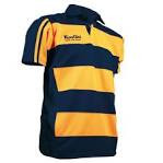 Kooga Hooped Teamwear Rugby Shirt - Navy/Gold Match & Training Jersey for Men - Perfect for Rugby Games, Practice, and Fan Support