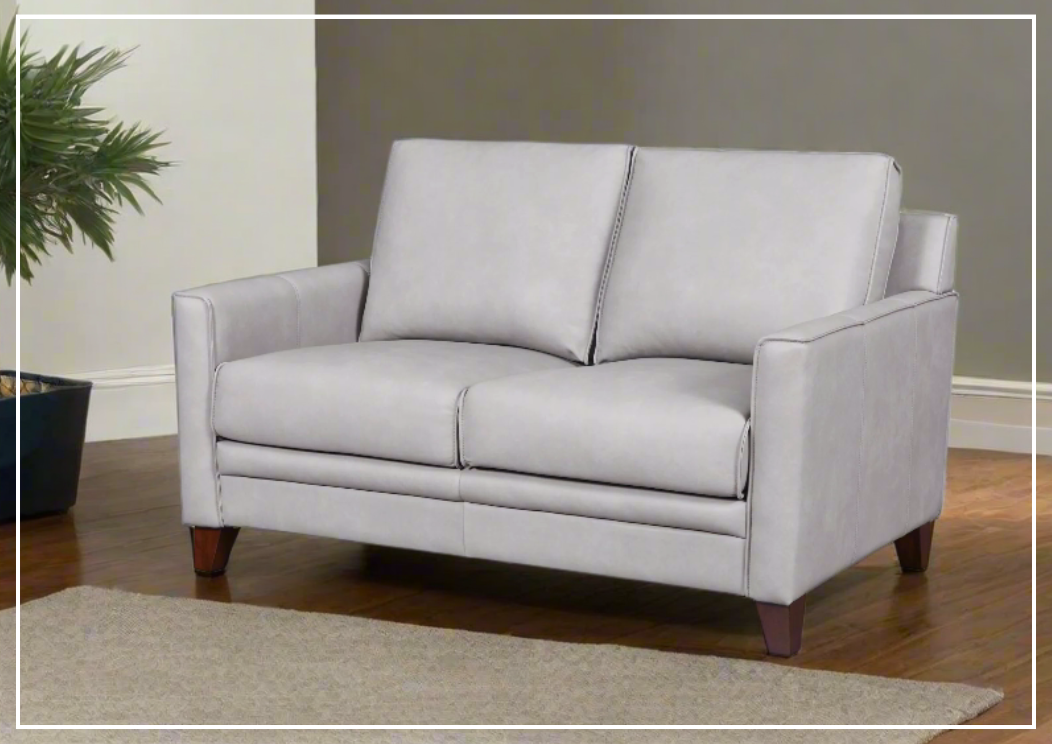 Gio Italia Home Samson Genuine Leather Loveseat Sofa in Gray – Luxurious Small Couch for Living Room, Apartment, or Office
