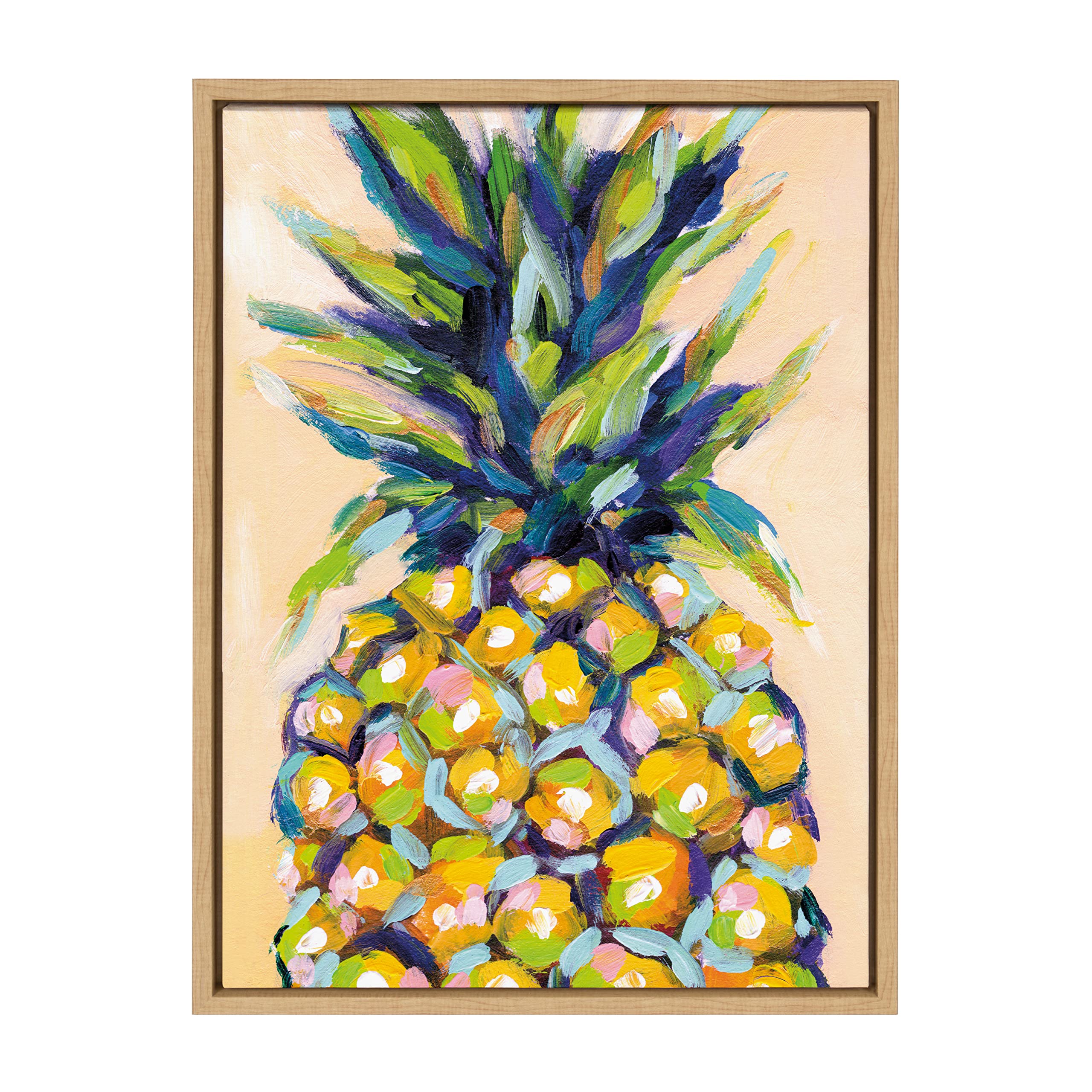 Rachel Christopoulos Abstract Pineapple Canvas Wall Art - 18x24 Inch Framed Kitchen Decor, Tropical Home Office Painting, Modern Living Room & Dining Room Wall Décor