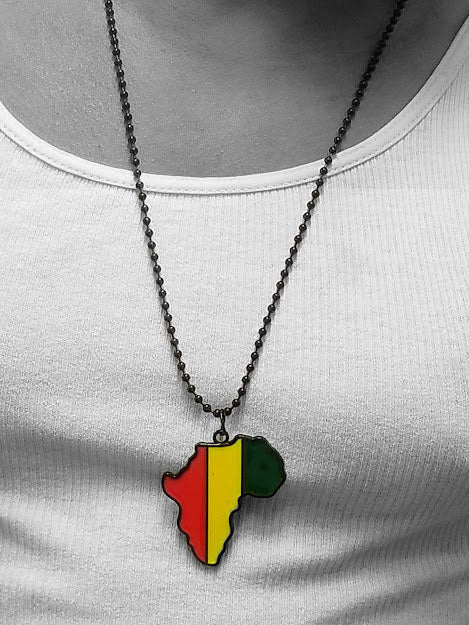 Authentic Ghanaian Beaded Necklace - Handmade African Map Pendant Jewelry for Women | Perfect for Cultural Events, Weddings & Gifts