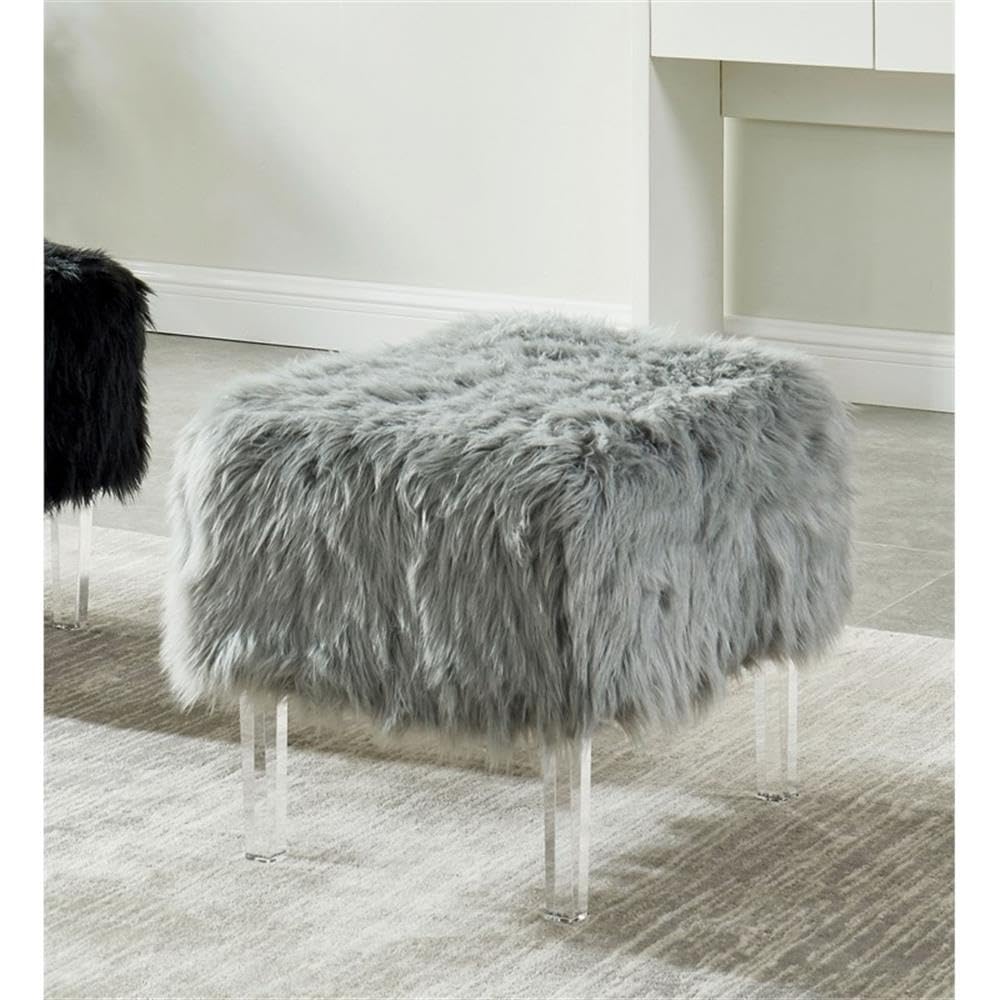 Furniture of America Raven I Modern Gray Fabric Upholstered Ottoman - Living Room Footrest, Bedroom Storage Bench, Home Decor Accent Piece