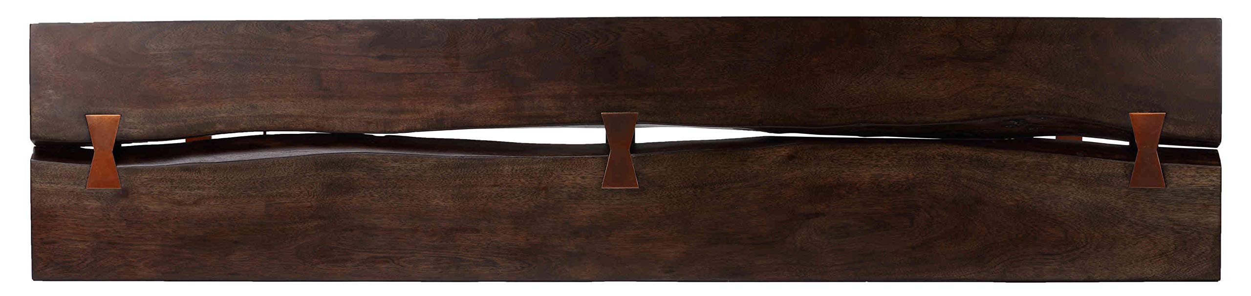 Bare Decor Admiral Dining Bench - Solid Wood Kitchen Bench with Cushion, Rustic Brown - Perfect for Farmhouse Dining Room, Kitchen Island, and Breakfast Nook Seating