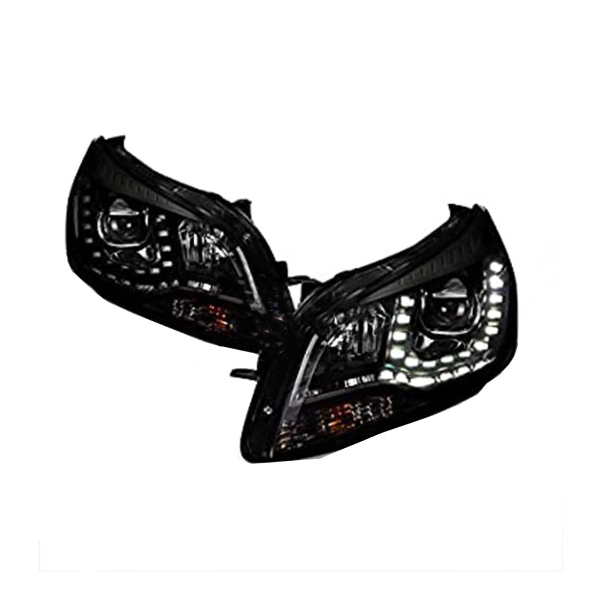 Black LED Projector Headlights & Signal Lamps for 2013-2016 Chevy Malibu - DRL Compatible, High Visibility Night Driving Safety Lights for Improved Road Illumination