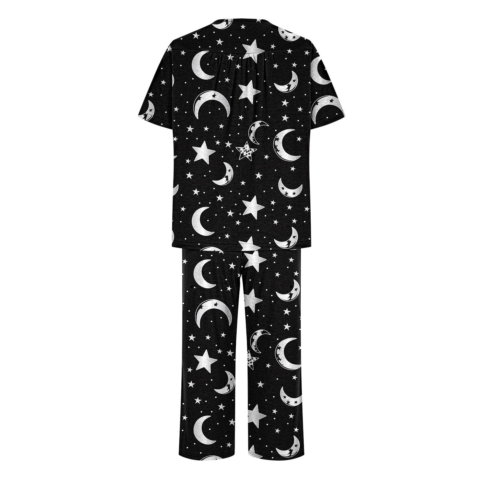 Women's Short Sleeve Pajama Set with Capri Pants - 2 Piece Comfy Button Down Sleepwear & Lounge Outfit for Nightwear, Home Relaxing, and Vacation Comfort