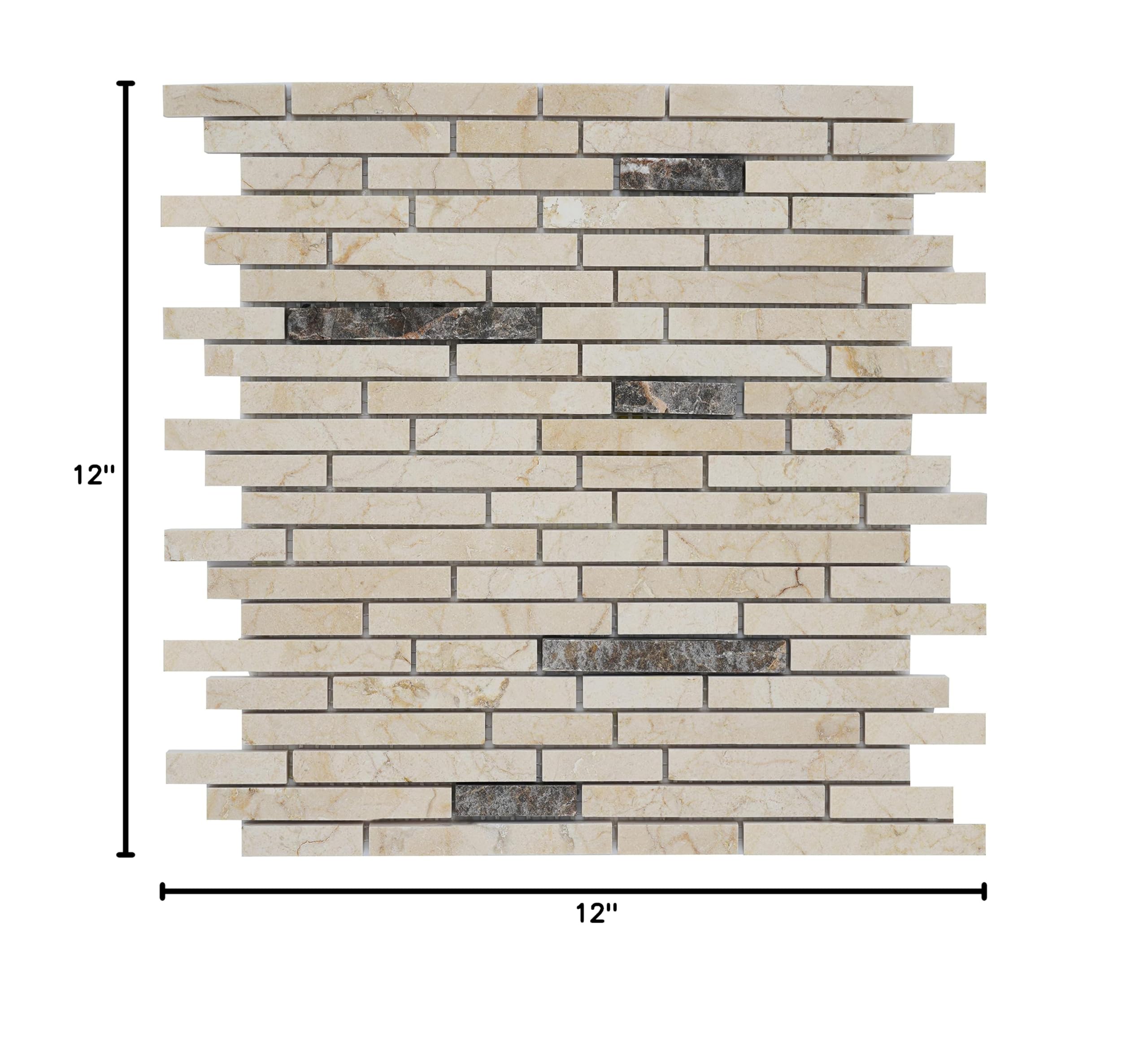 5 Sheets Marble Mosaic Tile for Kitchen Backsplash & Bathroom Floor - Tibet Collection Mixed Strips 12