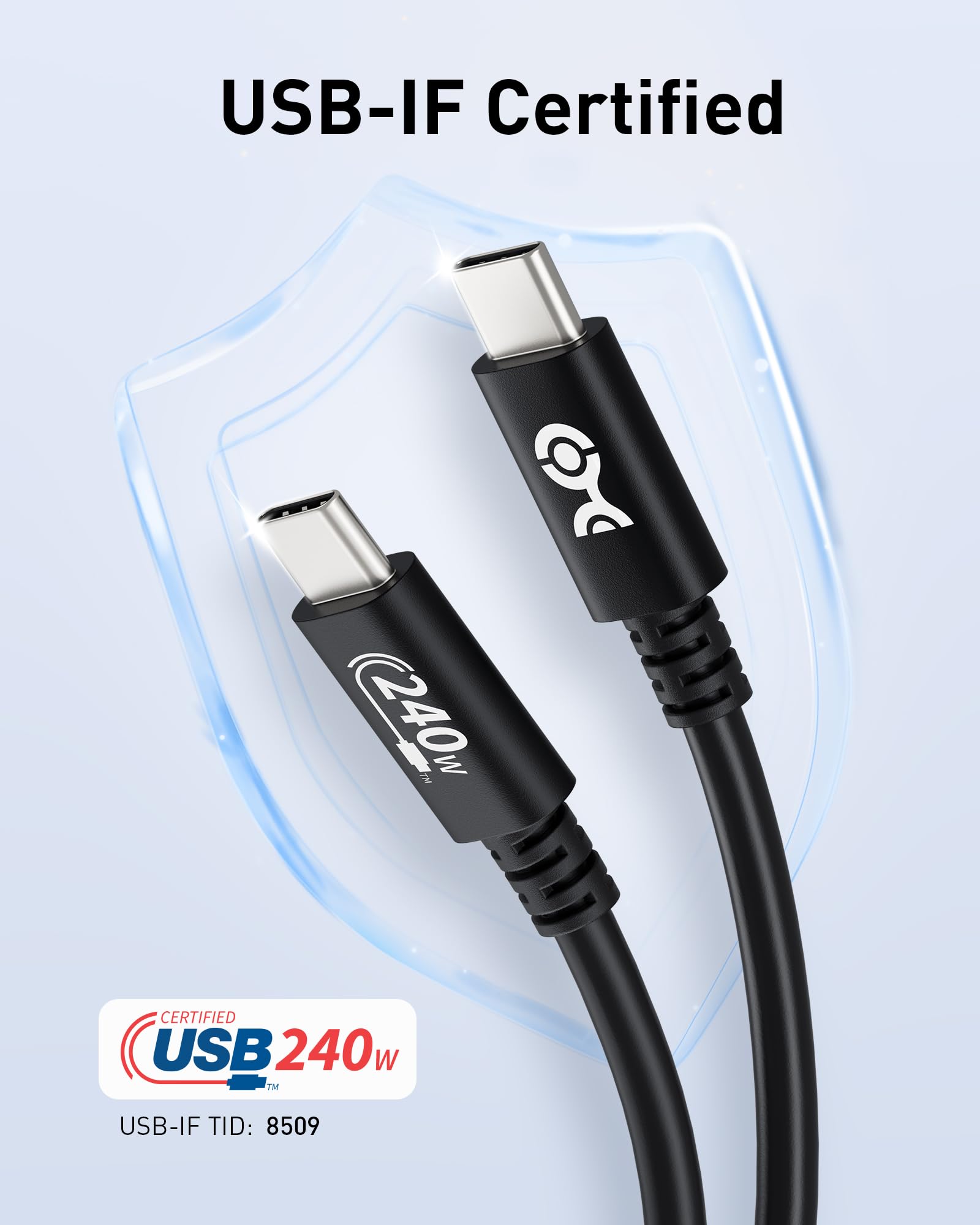 USB-IF Certified 240W USB C to USB C Cable 6.6ft (2m) - PD 3.1 Fast Charging for MacBook Pro, Dell XPS, iPad Pro - High Speed Charger Cable for Laptops, Phones & Tablets - Office, Travel & Home Use (Black, USB 2.0)