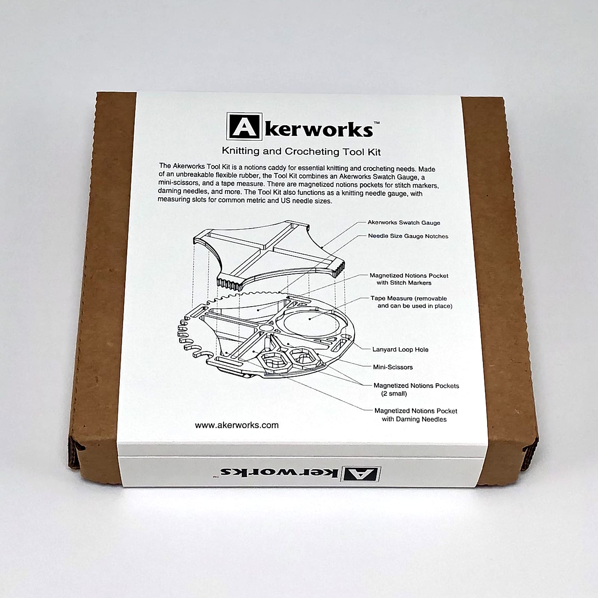 Akerworks Knitting and Crocheting Tool Kit with Slip-Resistant Gauge - Complete DIY Yarn Craft Accessories Set for Beginners & Experts - Perfect for Home Projects, Gifts, and Creative Hobbies