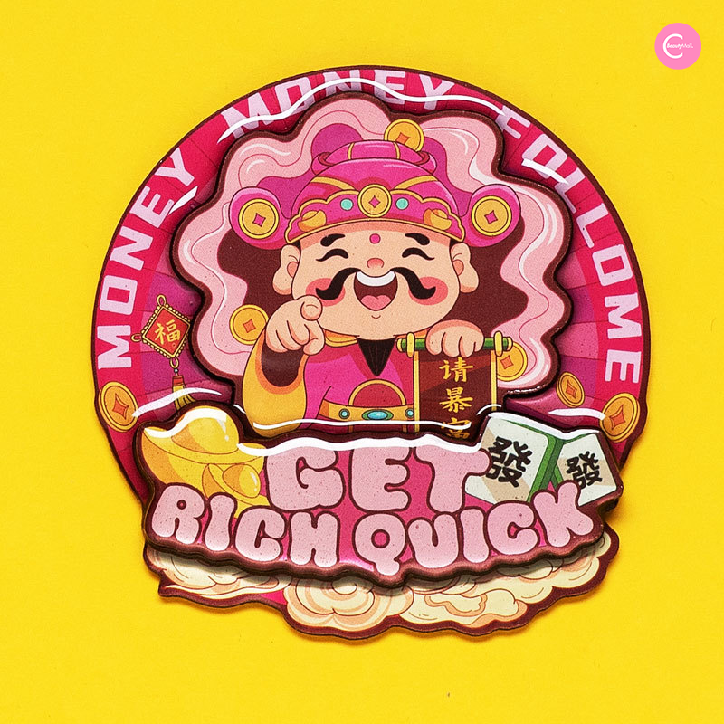 Lucky Pink Fortune God Magnetic Fridge Sticker - Cute Decorative Magnet for Home, Kitchen, Office & Dorm Room - Perfect for Good Luck Charm & Organization