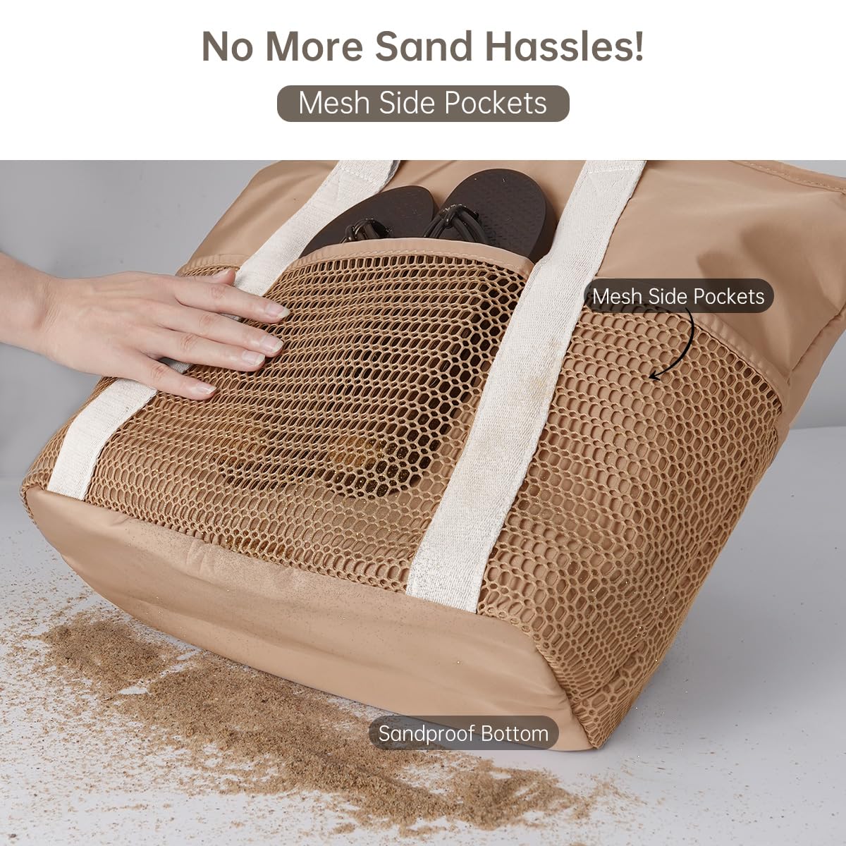 Waterproof Beach Tote Bag for Women - Sandproof Travel Essentials for Vacation & Outings
