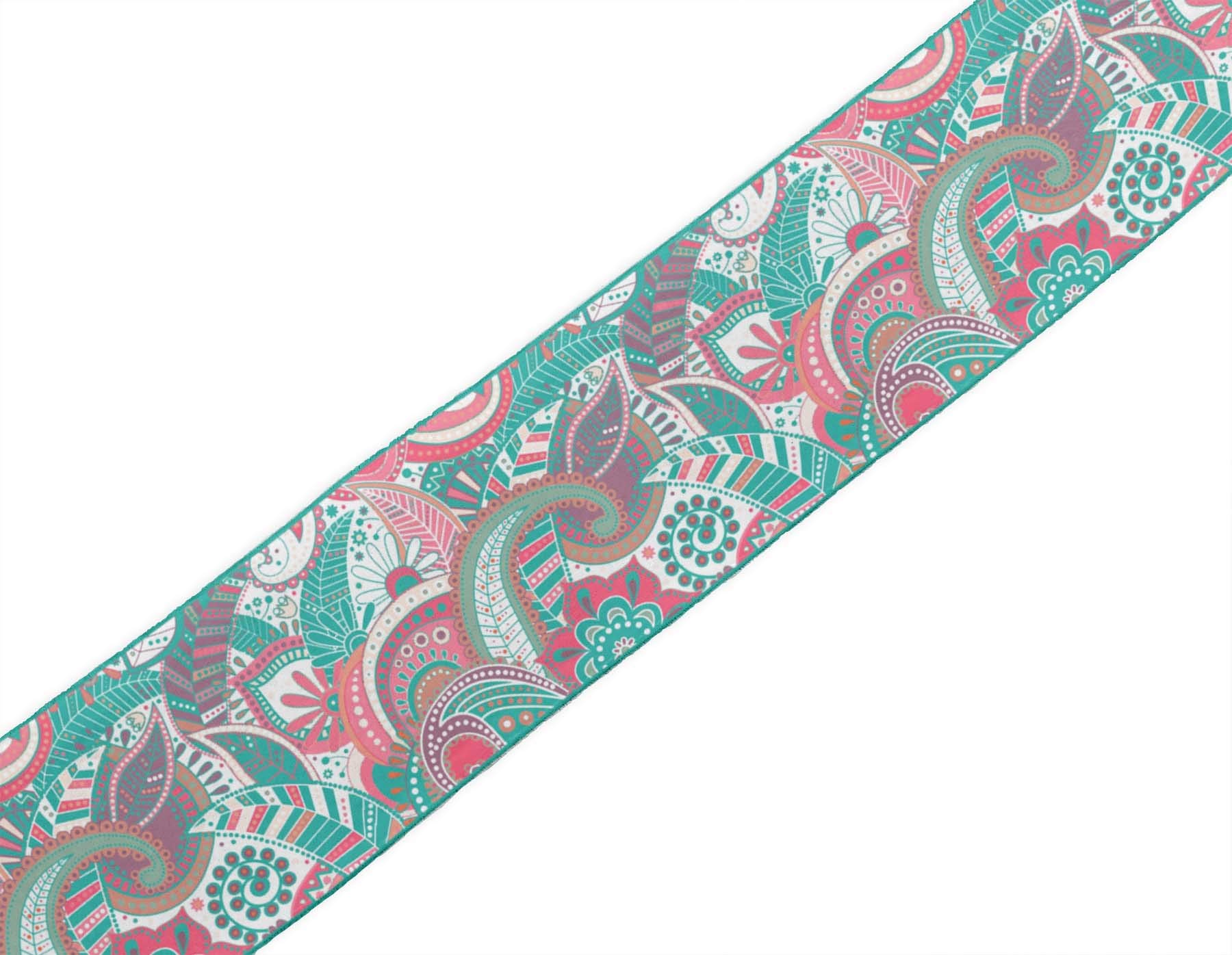White Leaves & Floral Artistic Printed Velvet Ribbon Trim - 9 Yards x 3 Inches Wide for Sewing, Crafts, DIY Accessories - Perfect for Dressmaking, Gift Wrapping & Home Decor Projects