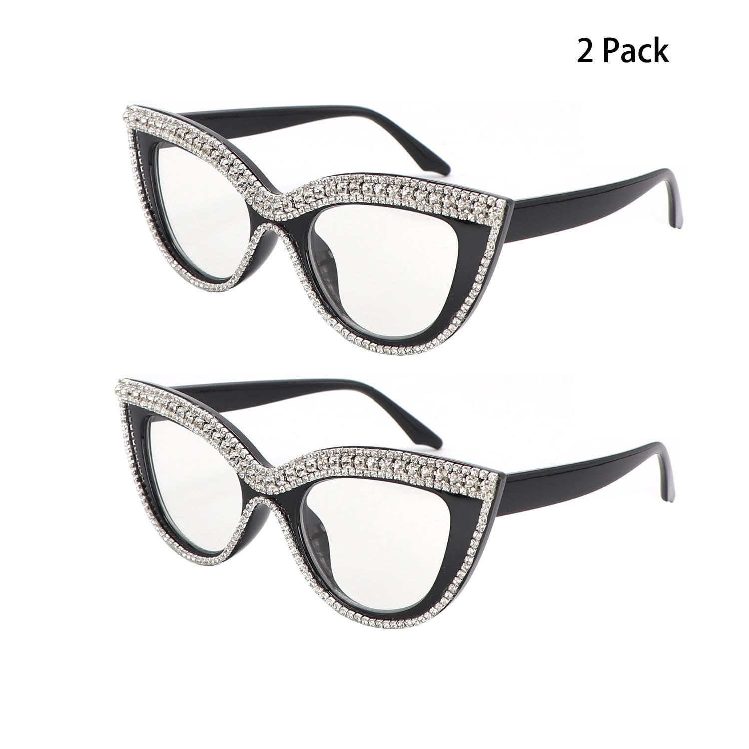 Stylish Cat Eye Reading Glasses with Rhinestone Bling - Blue Light Blocking Magnified Readers for Women - Perfect for Reading, Computer Work & Fashion Accessories