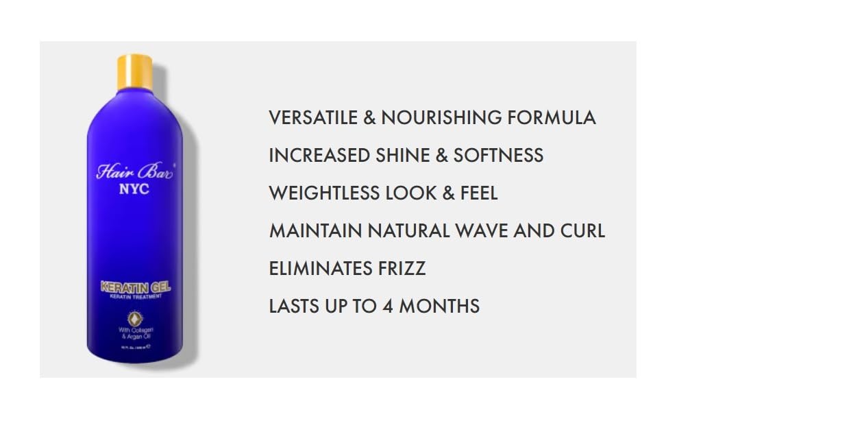 Brazilian Keratin Hair Treatment Gel with Collagen & Argan Oil for Blonde & Thin Hair - 32oz (948ml) | Long-Lasting Smoothing & Shine Formula (Up to 4 Months) | Perfect for Damaged Hair Repair & Daily Styling
