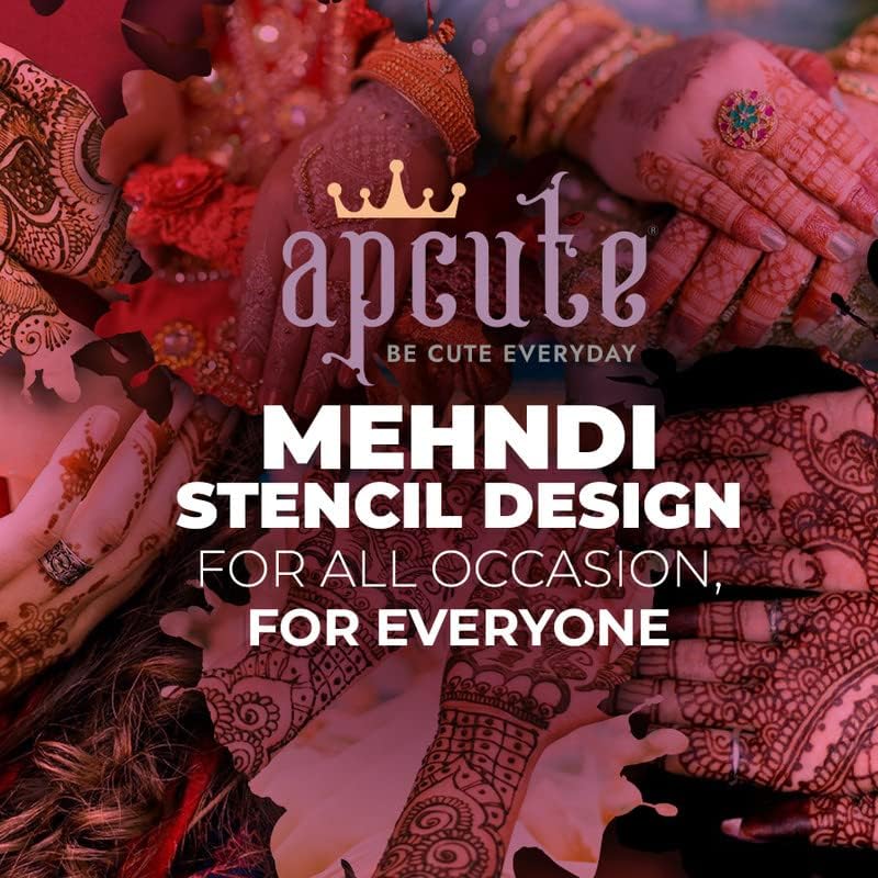 APcute Henna Tattoo Stencil Kit for Women - 2-Piece Bridal Mehndi Design Stickers for Hands, DIY Temporary Body Art for Parties & Weddings | Design A64 | Perfect for Festivals, Bridal Showers & Cultural Celebrations