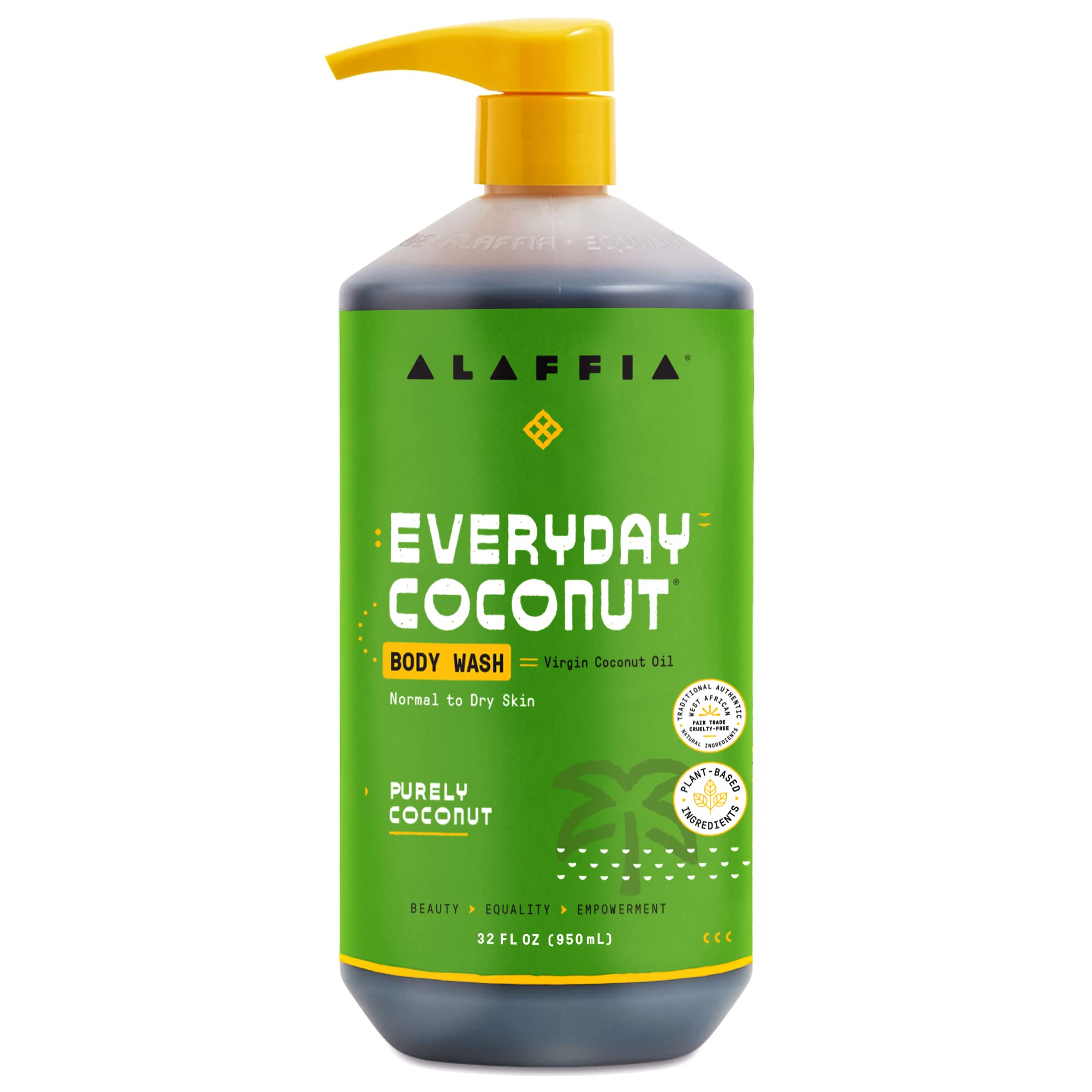Alaffia Sensitive Skin Body Wash Pack - Natural Coconut Body Wash for Men & Women with Plant-Based Ingredients, Coconut Oil, Coffee & Vitamin E - 32 Fl Oz - Gentle Cleansing for Dry & Sensitive Skin - Perfect for Daily Shower & Spa Relaxation