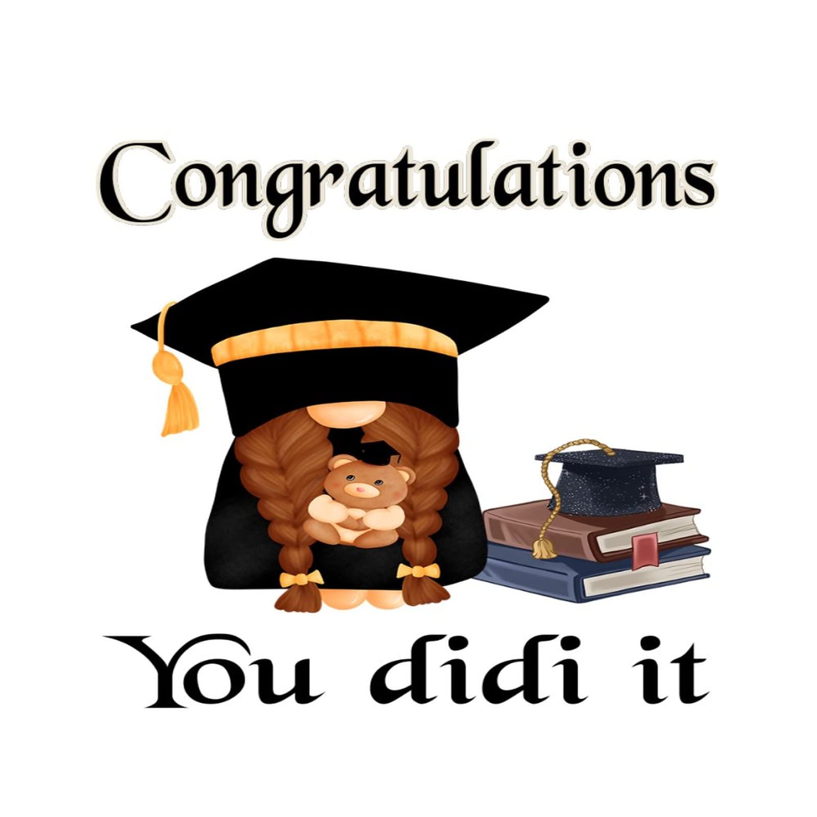 Vinyl Wall Quotes Stickers - Congratulations You Did It Gnome Quotes - Home Decor Wall Art Murals for Nursery, Kids Room, Party & Doors - Class of 2022 Graduation Decals - Perfect for Birthday Gifts, Classroom Decor & Motivational Wall Stickers