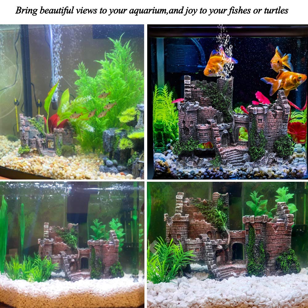 Fazhongfa Aquarium Castle Air Bubbler - Fish Tank Decor for Betta Fish, Small & Medium Fish Accessories - Decorative Betta House Toy (Air Pump Not Included) | Perfect for Home Aquariums, Fish Tanks & Aquatic Decor