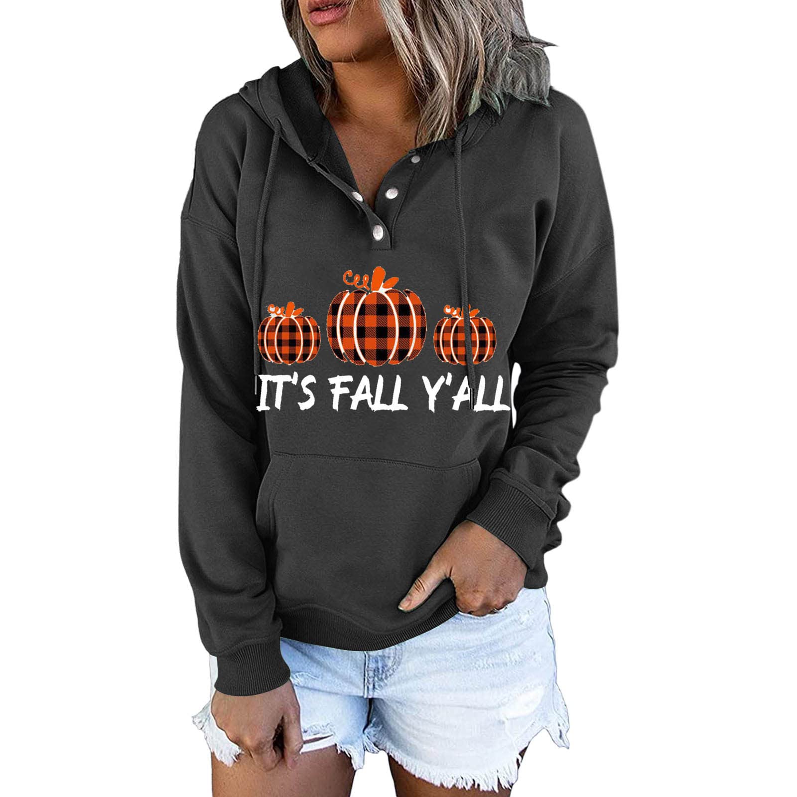 Women's Long Sleeve Casual T-Shirt - Solid Color Loose Fit Round Neck Tunic Top | Comfortable Halloween Sweatshirt for Everyday Wear, Work & Fall Outfits