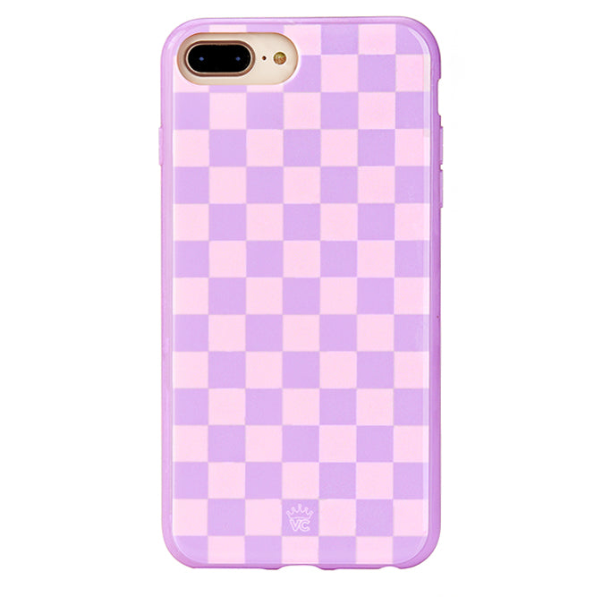 Checkered Lavender Nude iPhone Case - Trendy Protective Cover for iPhone 13/14/15 - Soft Matte Finish with Shock Absorption - Perfect for Everyday Use, Travel & Fashion Accessories